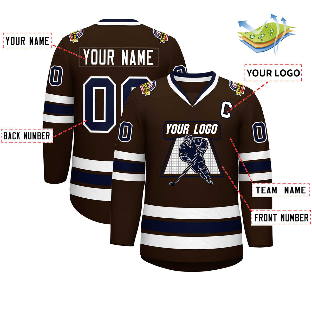 Custom Brown Navy-White Classic Style Hockey Jersey | KXKSHOP