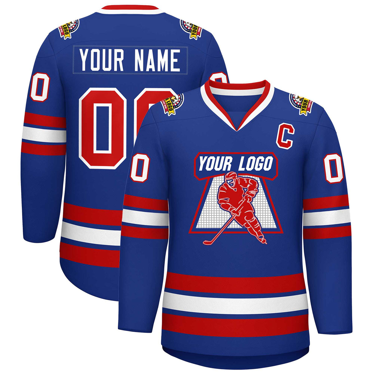 Custom Royal Red-White Classic Style Hockey Jersey | KXKSHOP