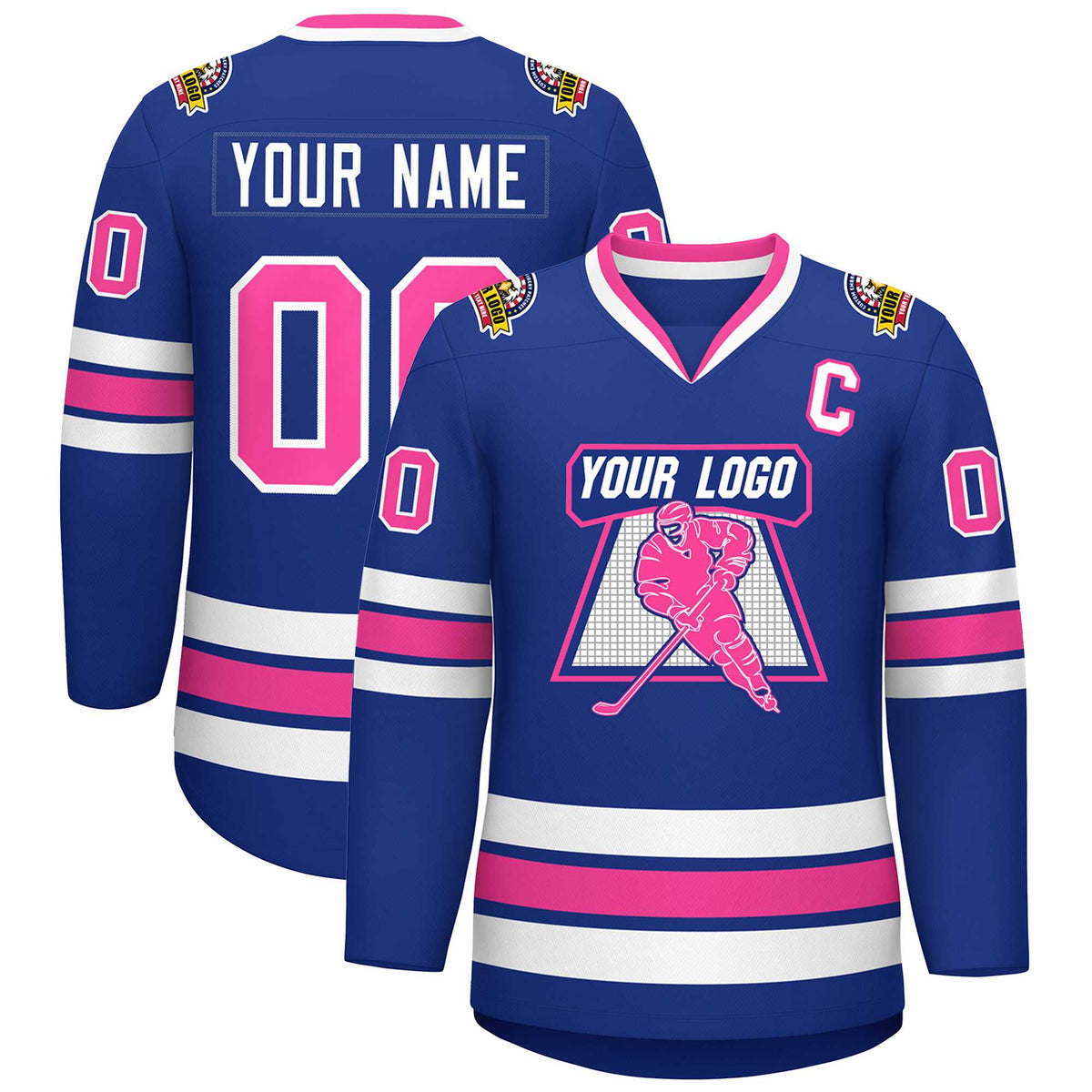 Custom Royal Pink-White Classic Style Hockey Jersey | KXKSHOP