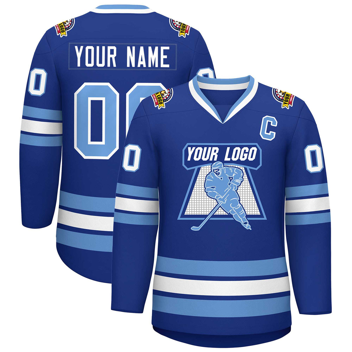 Custom Royal Light Blue-White Classic Style Hockey Jersey | KXKSHOP