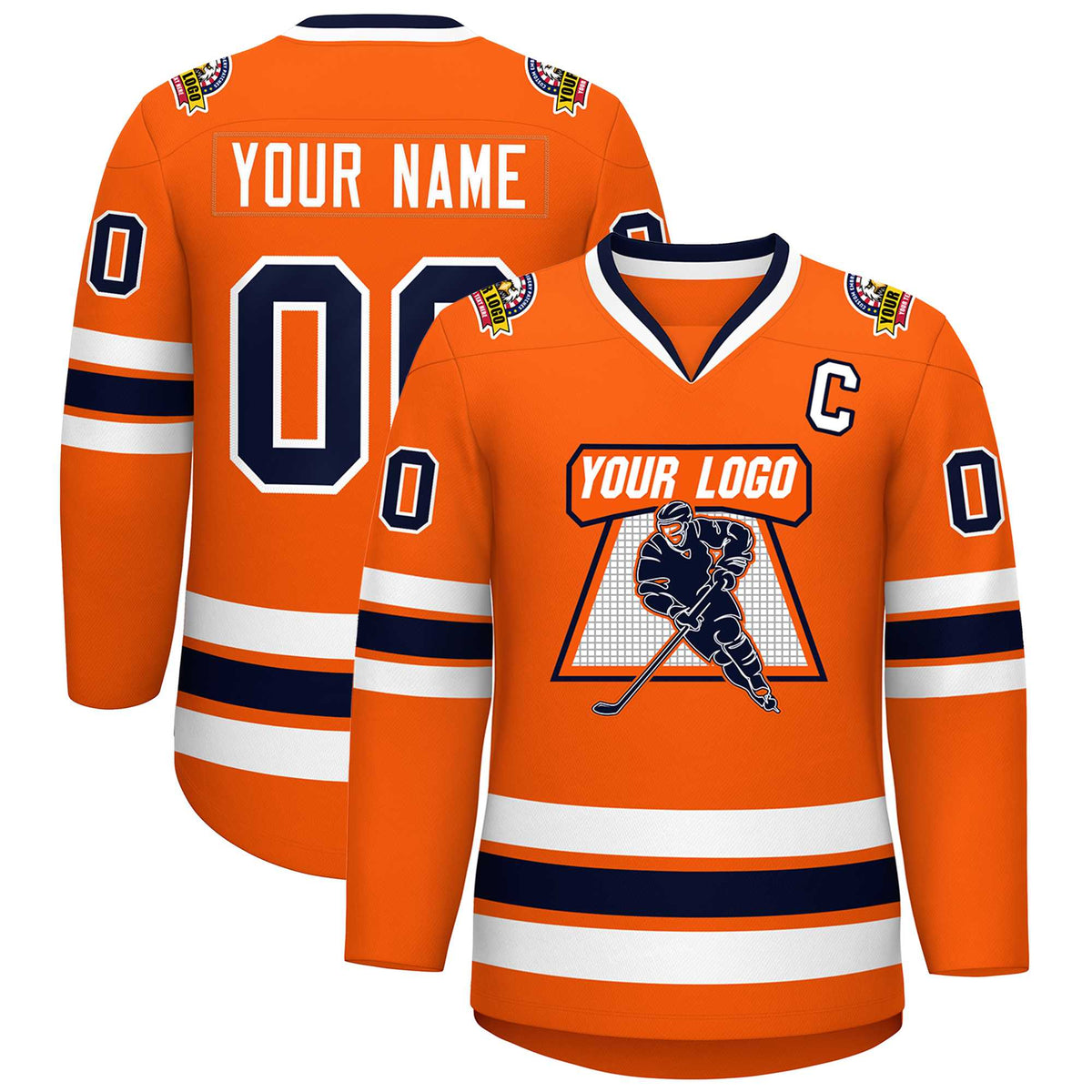 Custom Orange Navy-White Classic Style Hockey Jersey | KXKSHOP