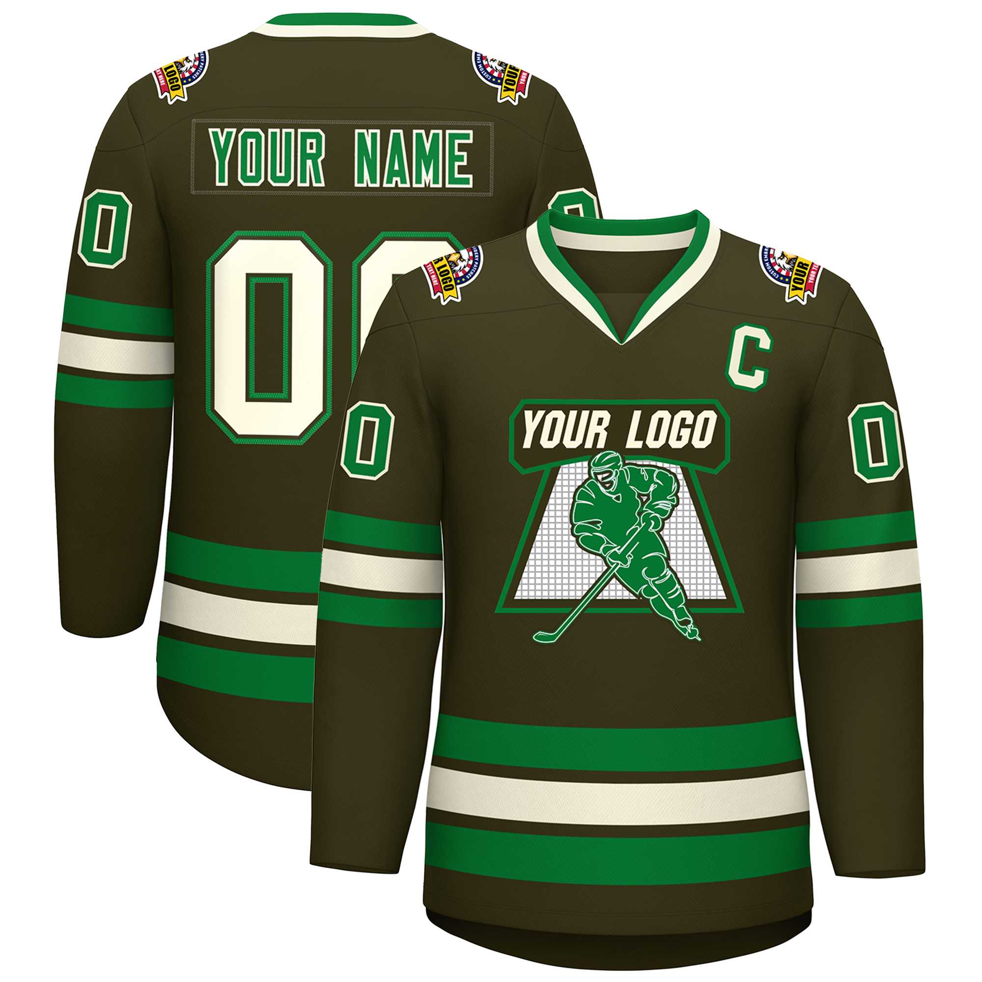 Custom Olive Khaki Olive-Kelly Green Classic Style Hockey Jersey | KXKSHOP