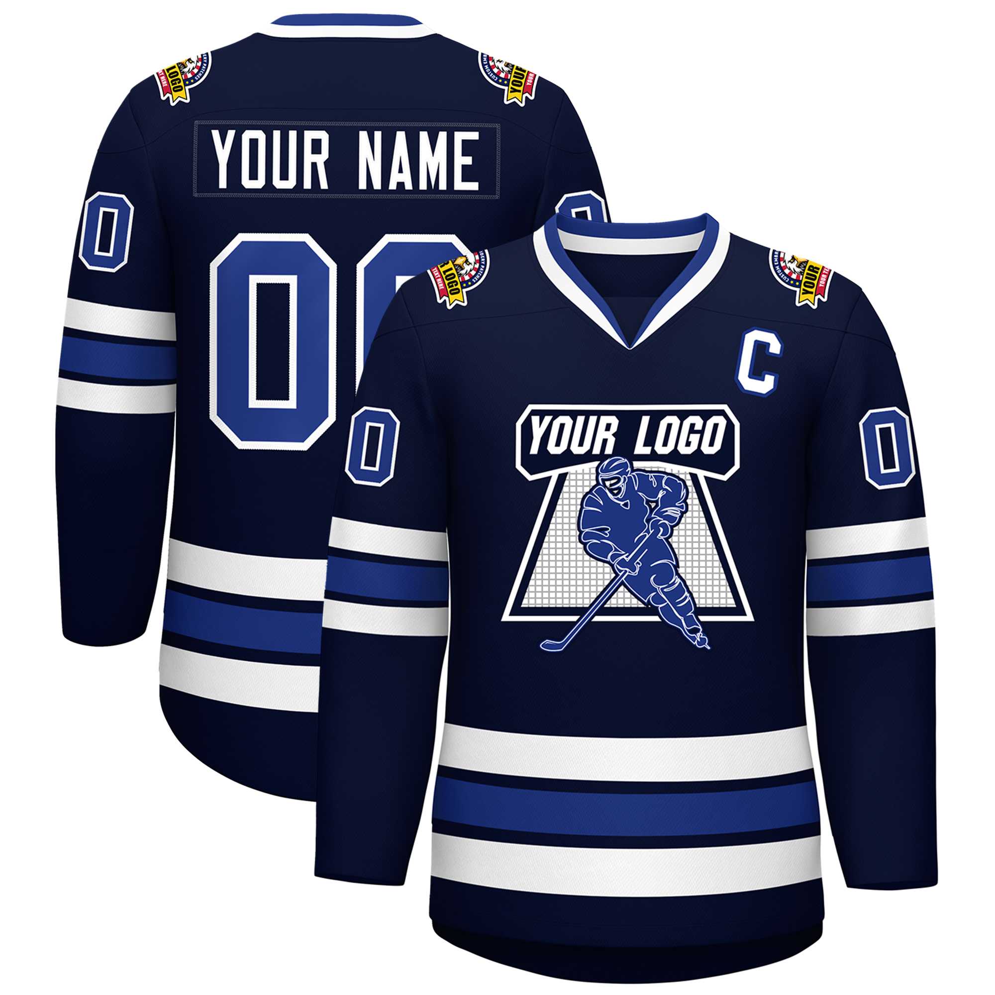 Custom Navy Royal-White Classic Style Hockey Jersey | KXKSHOP
