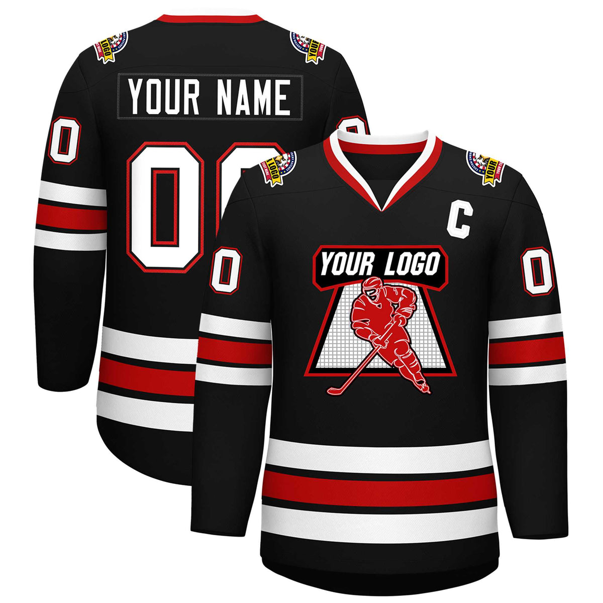 Custom Black White Black-Red Classic Style Hockey Jersey | KXKSHOP