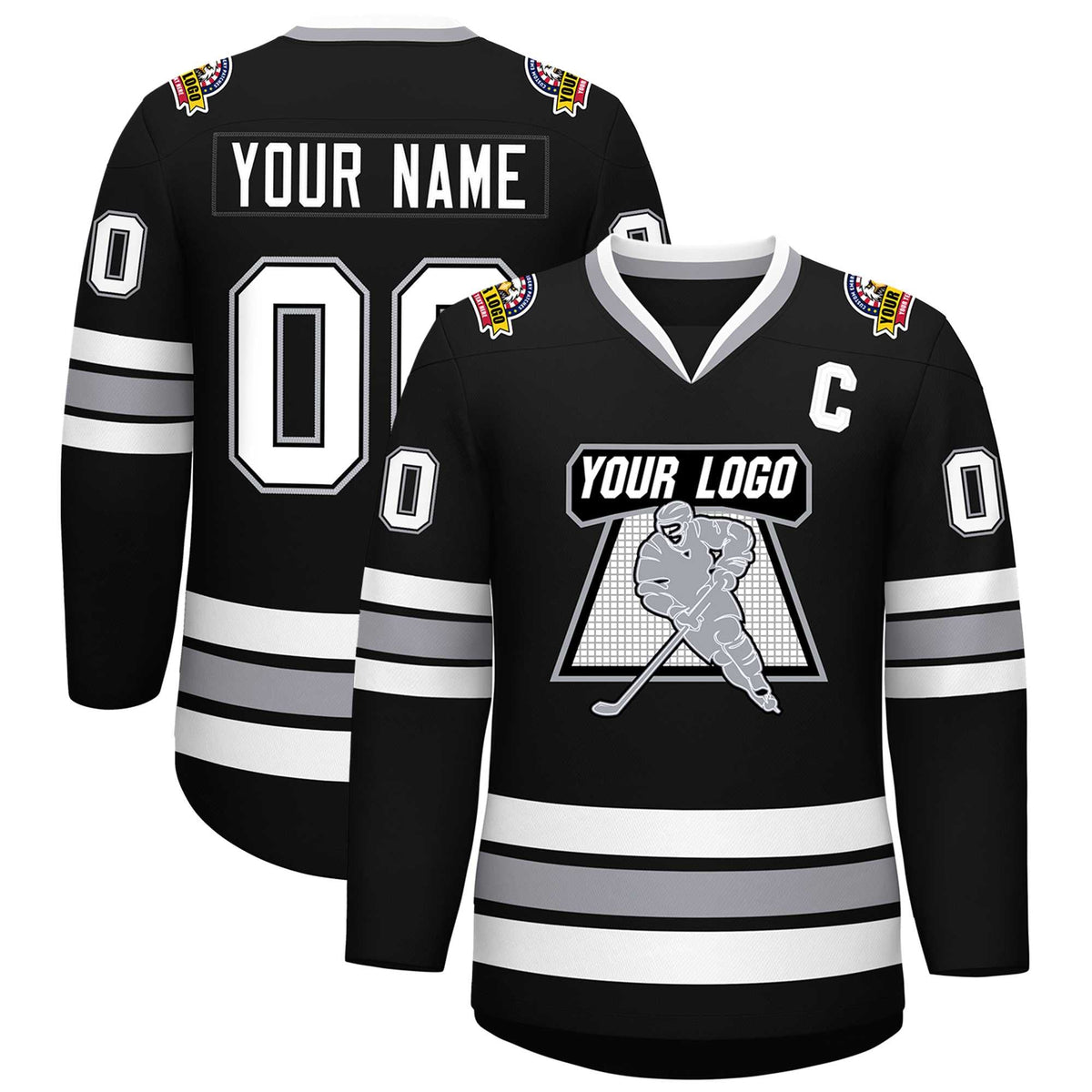 Custom Black White Black-Gray Classic Style Hockey Jersey | KXKSHOP