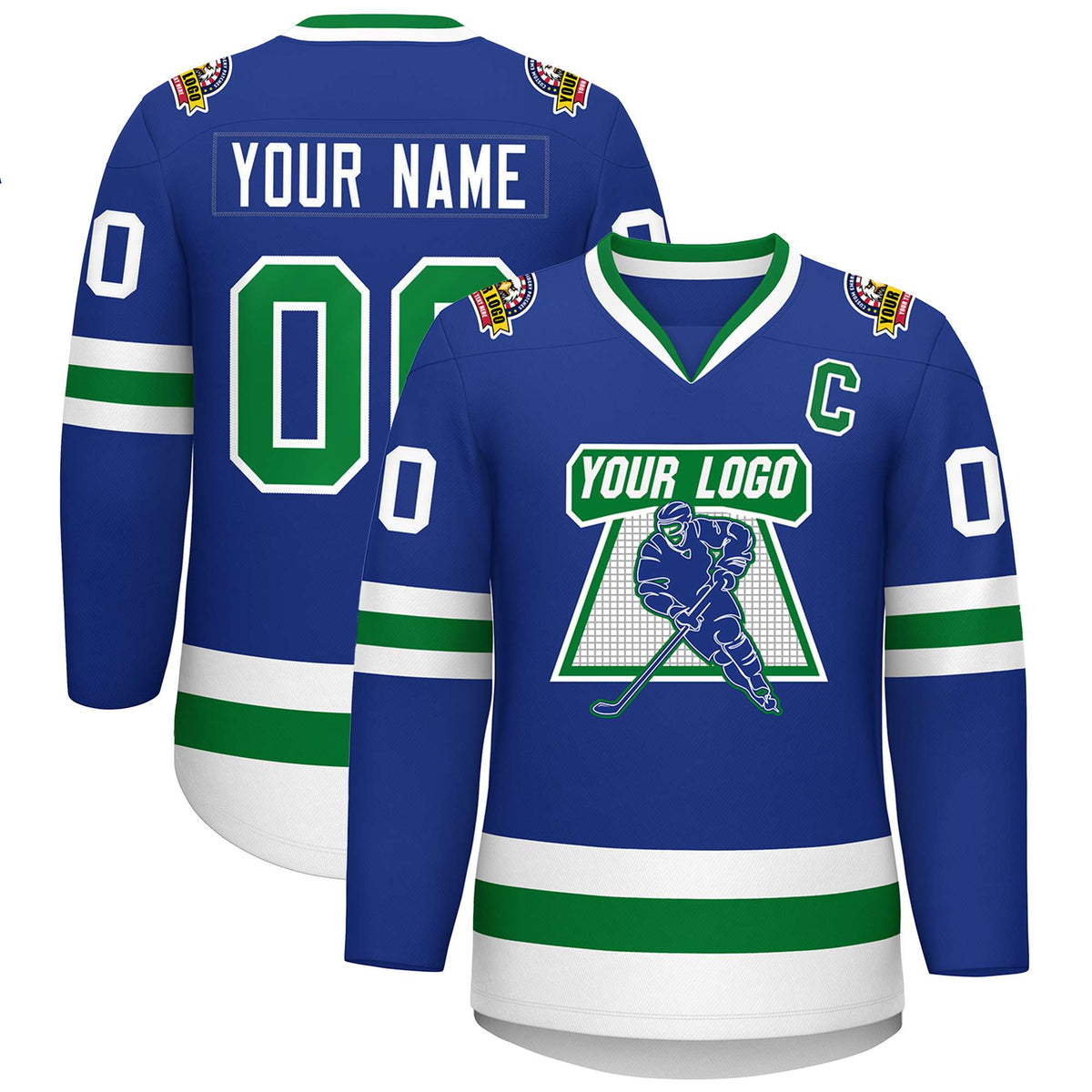 Custom Royal Kelly Green-White Classic Style Hockey Jersey | KXKSHOP