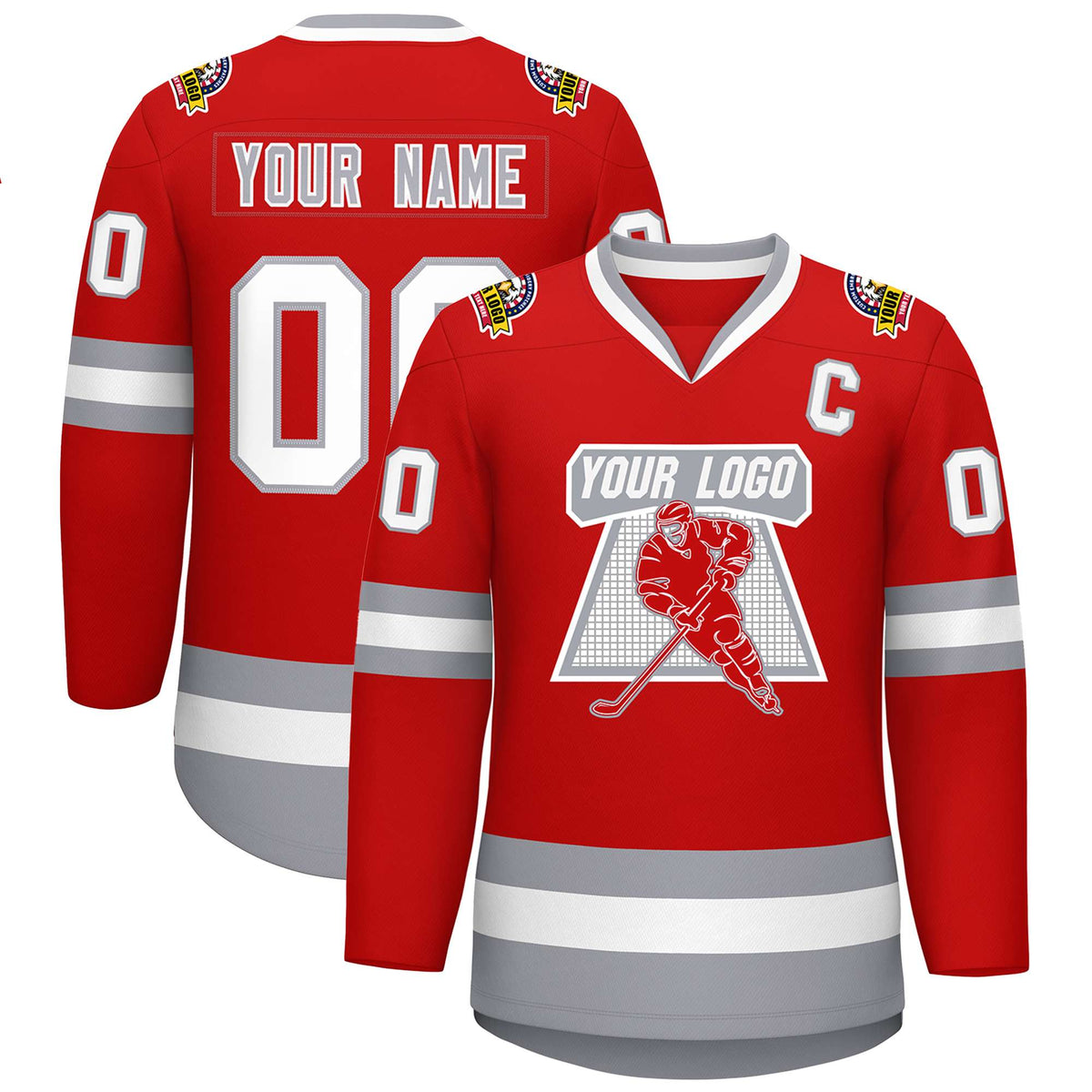 Custom Red White Red-Gray Classic Style Hockey Jersey | KXKSHOP