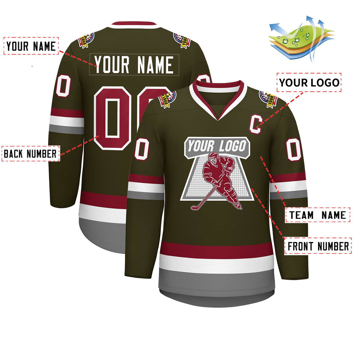 Custom Olive Crimson-White Classic Style Hockey Jersey | KXKSHOP