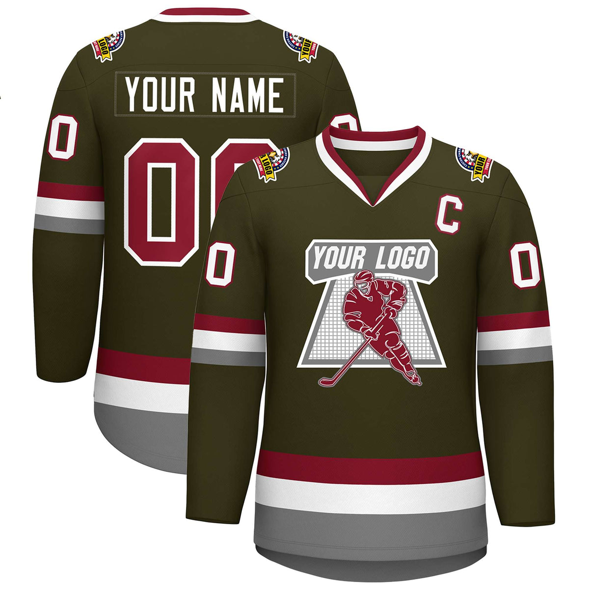 Custom Olive Crimson-White Classic Style Hockey Jersey | KXKSHOP