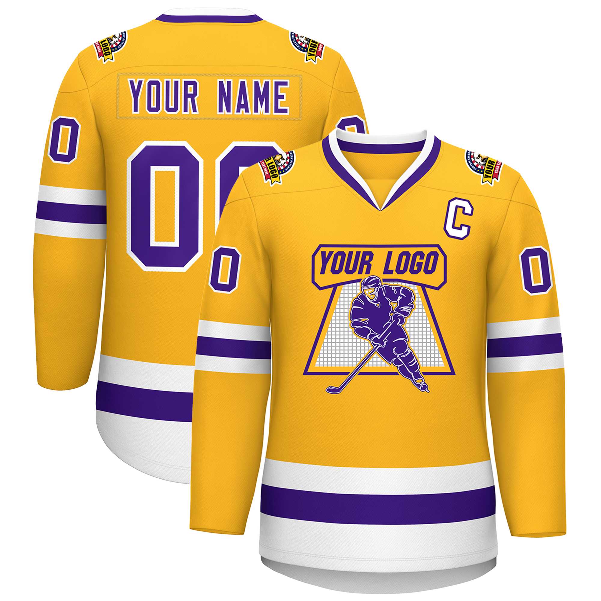 Custom Gold Purple-White Classic Style Hockey Jersey | KXKSHOP