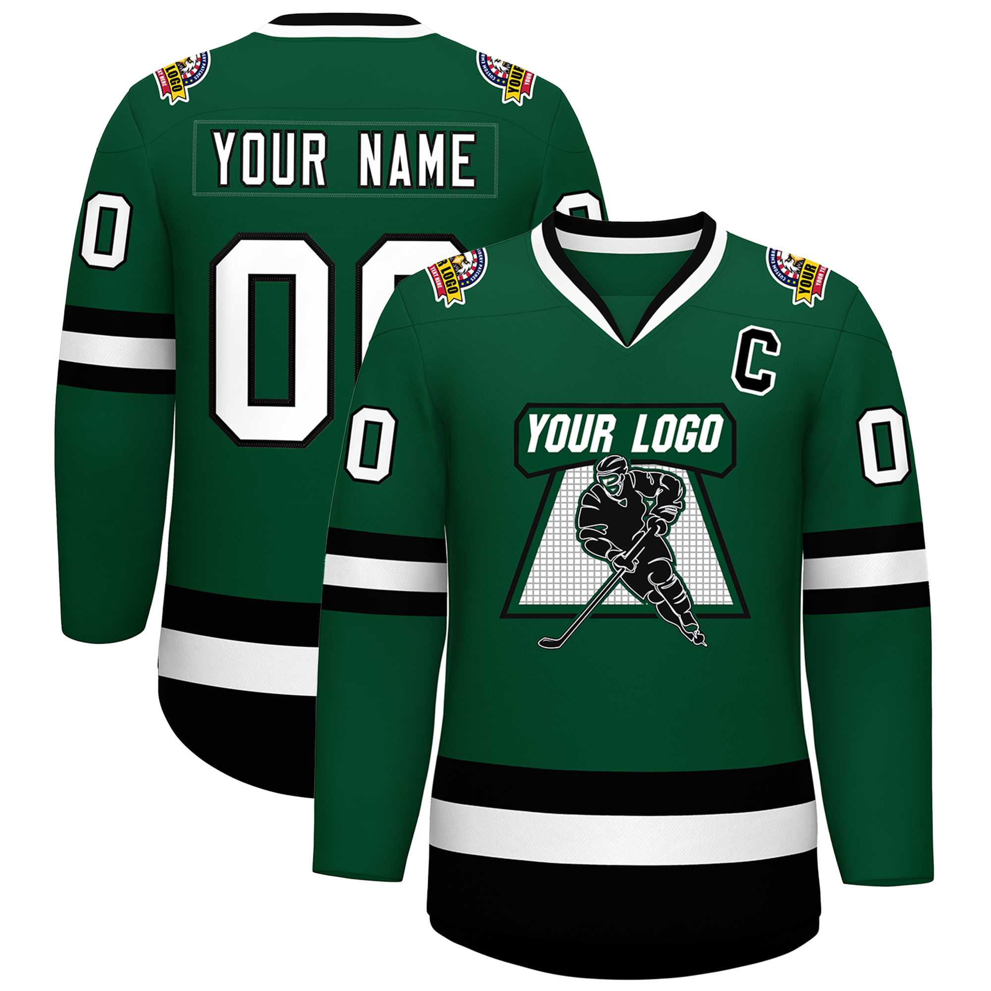 Custom Green White-Black Classic Style Hockey Jersey | KXKSHOP