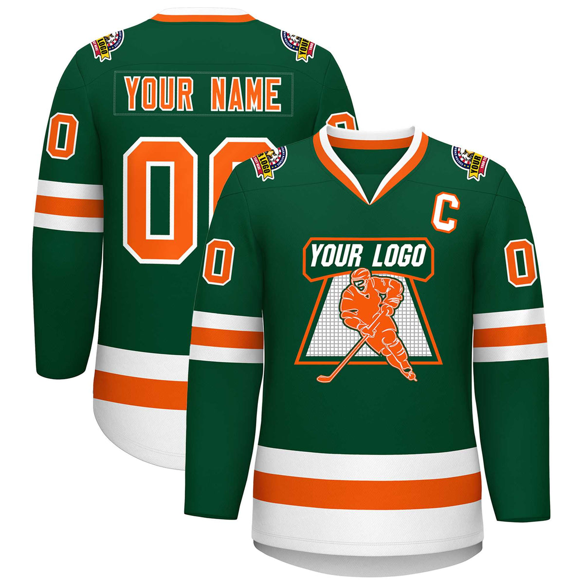 Custom Green Orange-White Classic Style Hockey Jersey | KXKSHOP