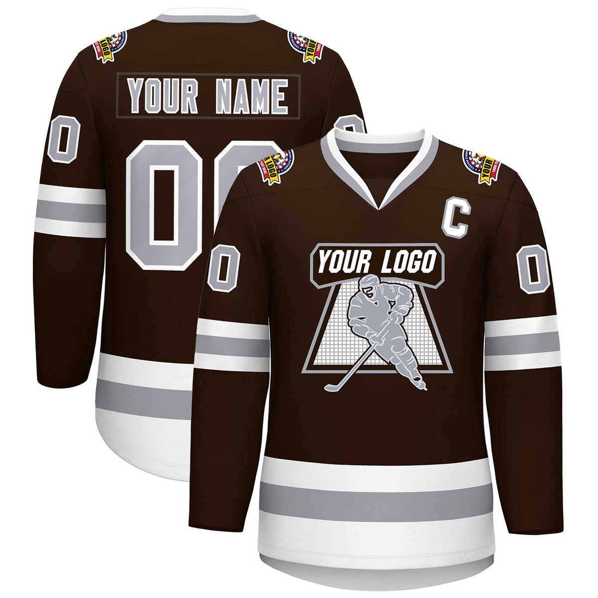 Custom Brown Gray-White Classic Style Hockey Jersey | KXKSHOP