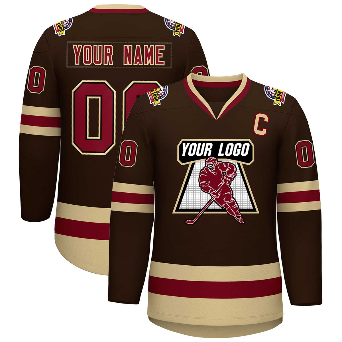 Custom Brown Crimson-Black Classic Style Hockey Jersey | KXKSHOP