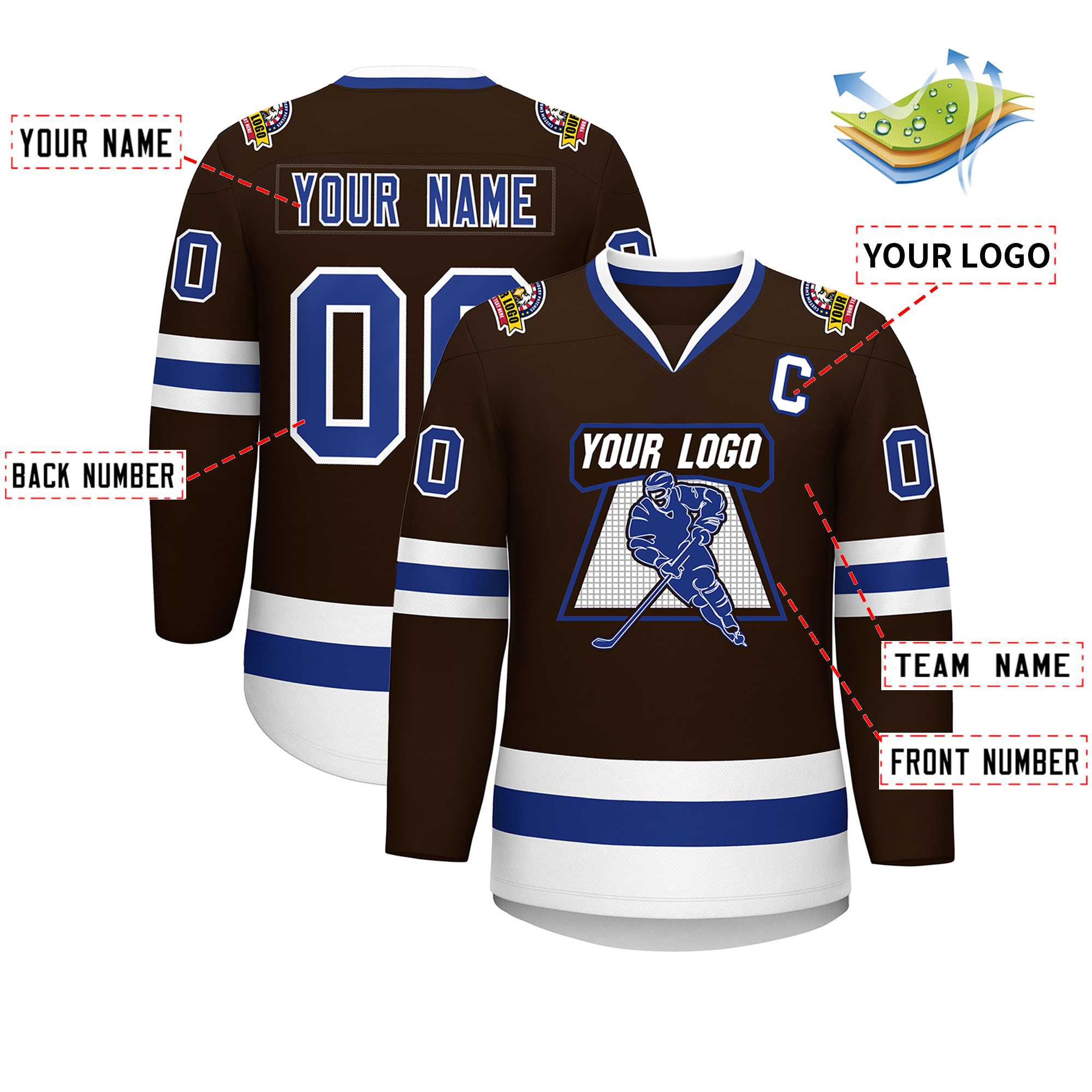Custom Brown Royal-White Classic Style Hockey Jersey | KXKSHOP