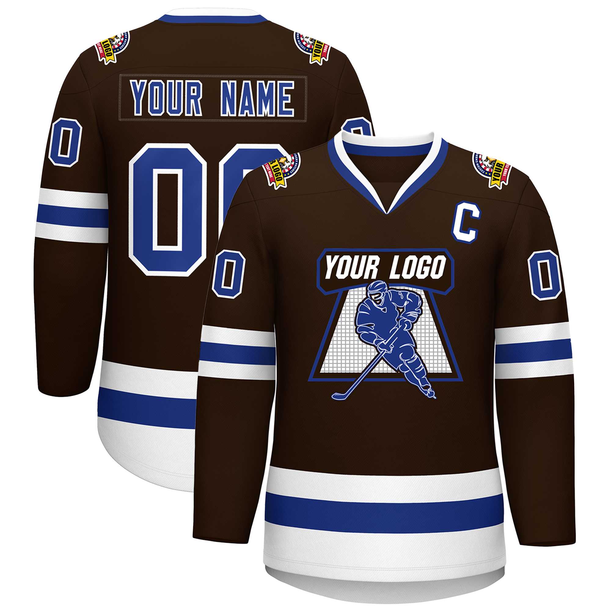 Custom Brown Royal-White Classic Style Hockey Jersey | KXKSHOP
