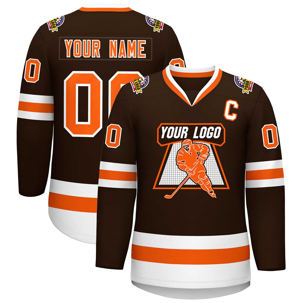 Custom Brown Orange-White Classic Style Hockey Jersey | KXKSHOP