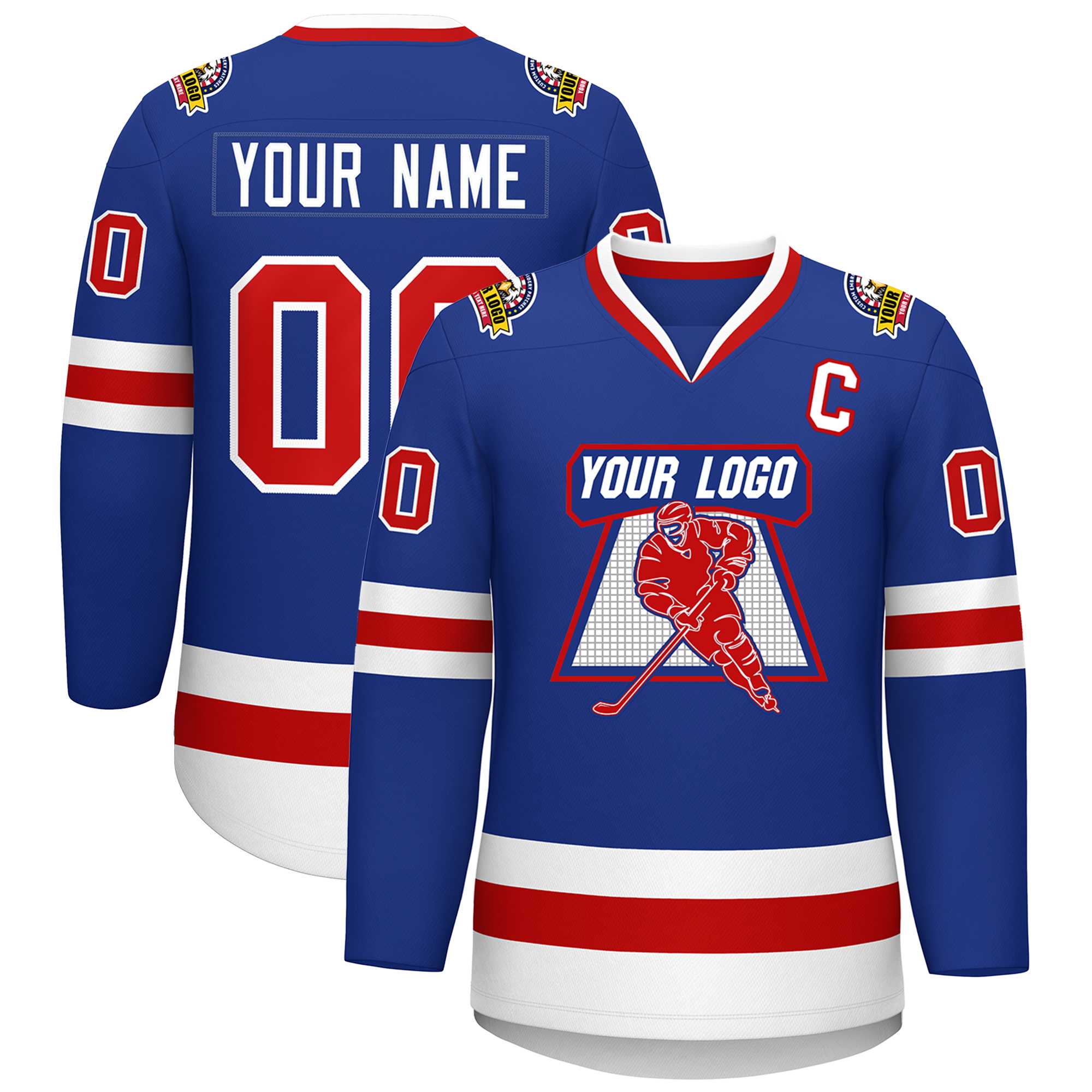 Custom Royal Red-White Classic Style Hockey Jersey | KXKSHOP