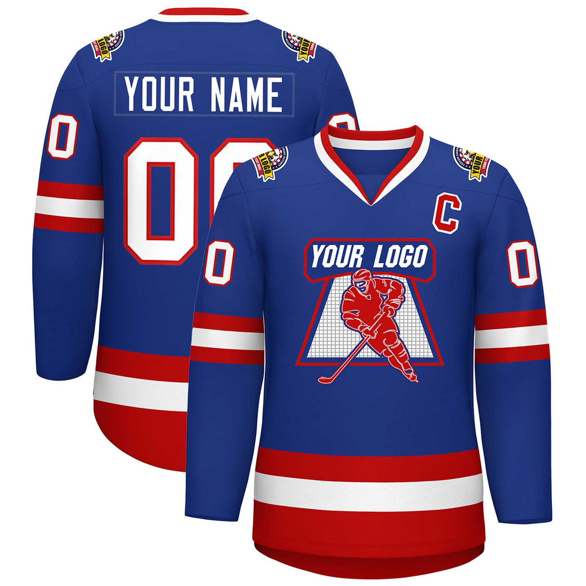 Custom Royal White-Red Classic Style Hockey Jersey | KXKSHOP