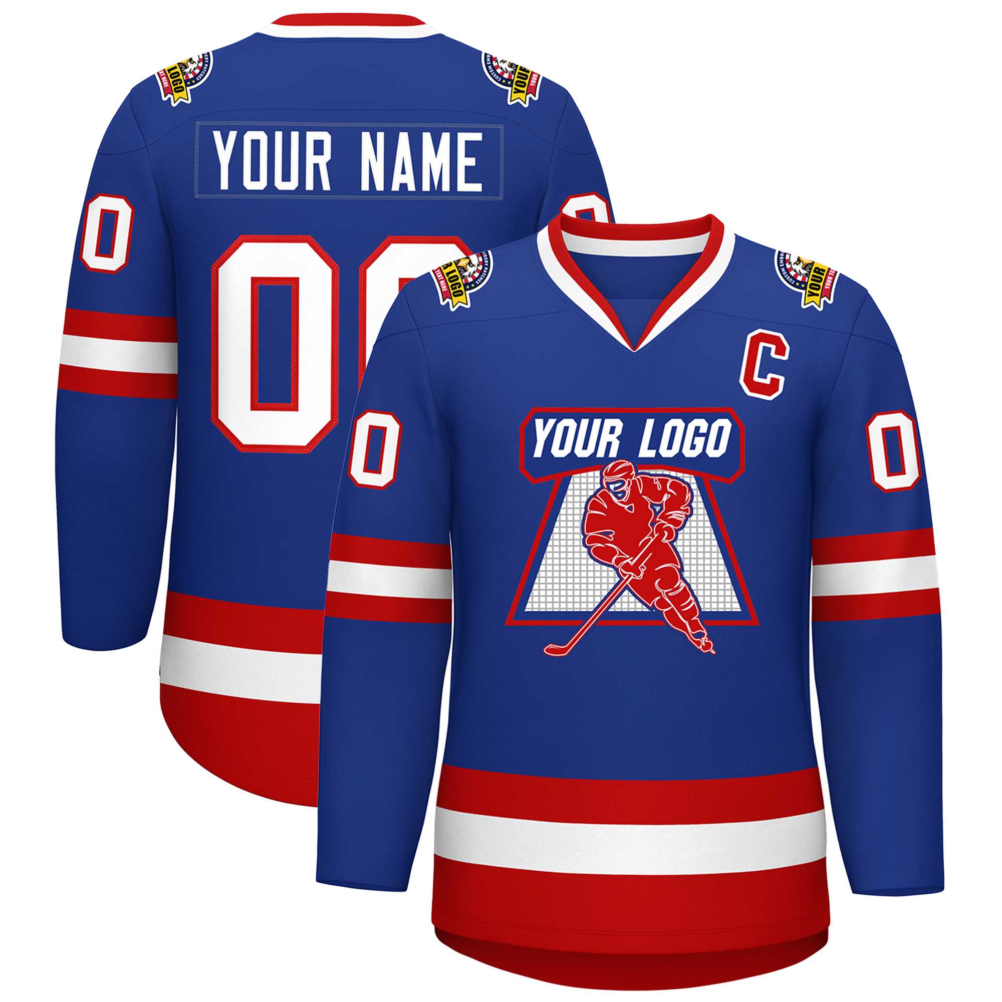 Custom Royal White-Red Classic Style Hockey Jersey | KXKSHOP