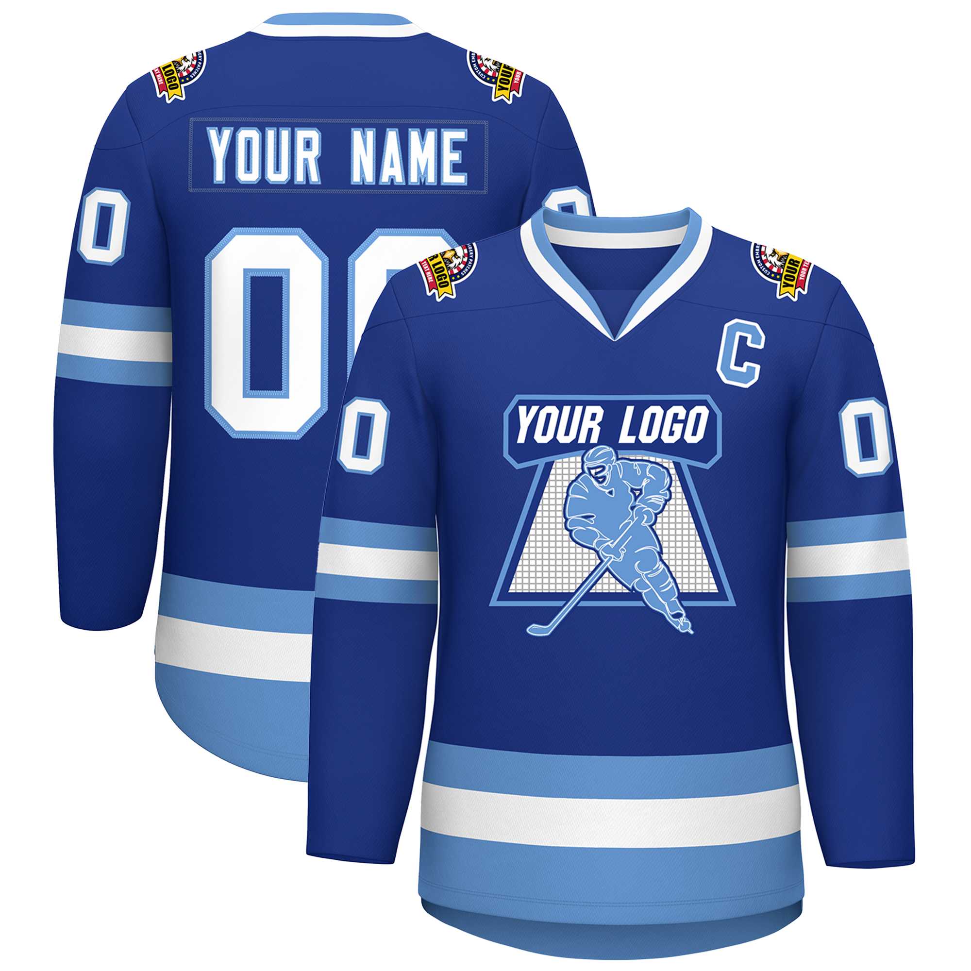 Custom Royal White-Light Blue Classic Style Hockey Jersey | KXKSHOP