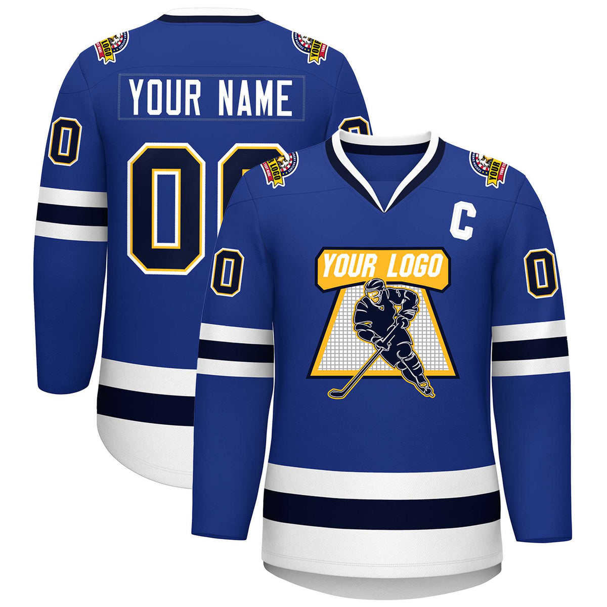 Custom Royal Navy Gold-White Classic Style Hockey Jersey | KXKSHOP