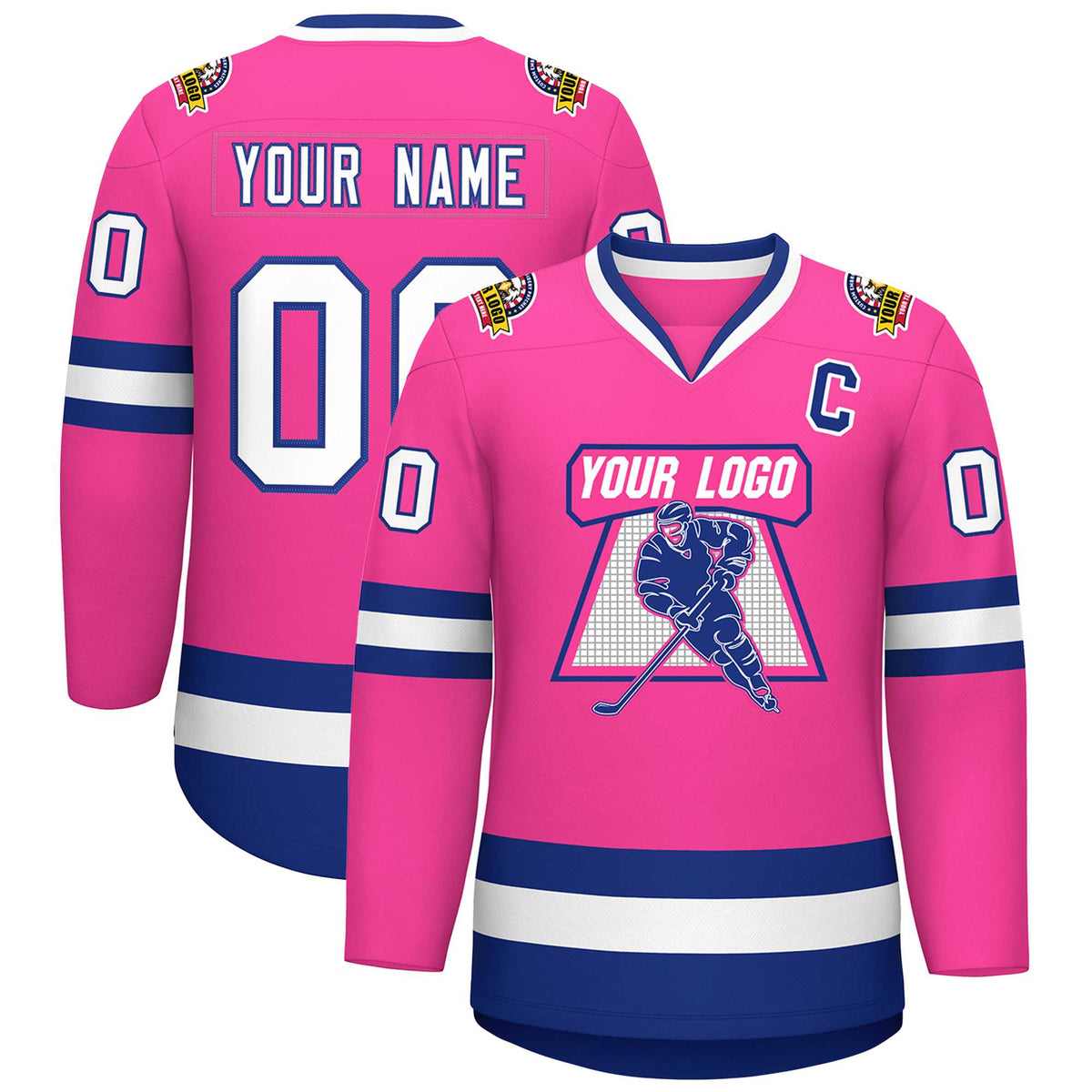 Custom Pink White-Royal Classic Style Hockey Jersey | KXKSHOP