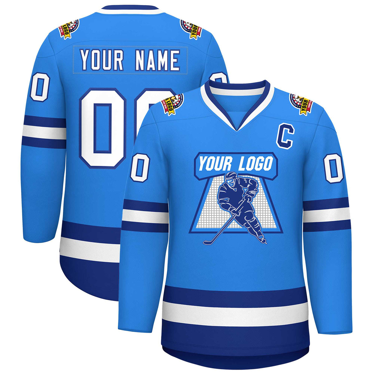 Custom Powder Blue White-Royal Classic Style Hockey Jersey | KXKSHOP
