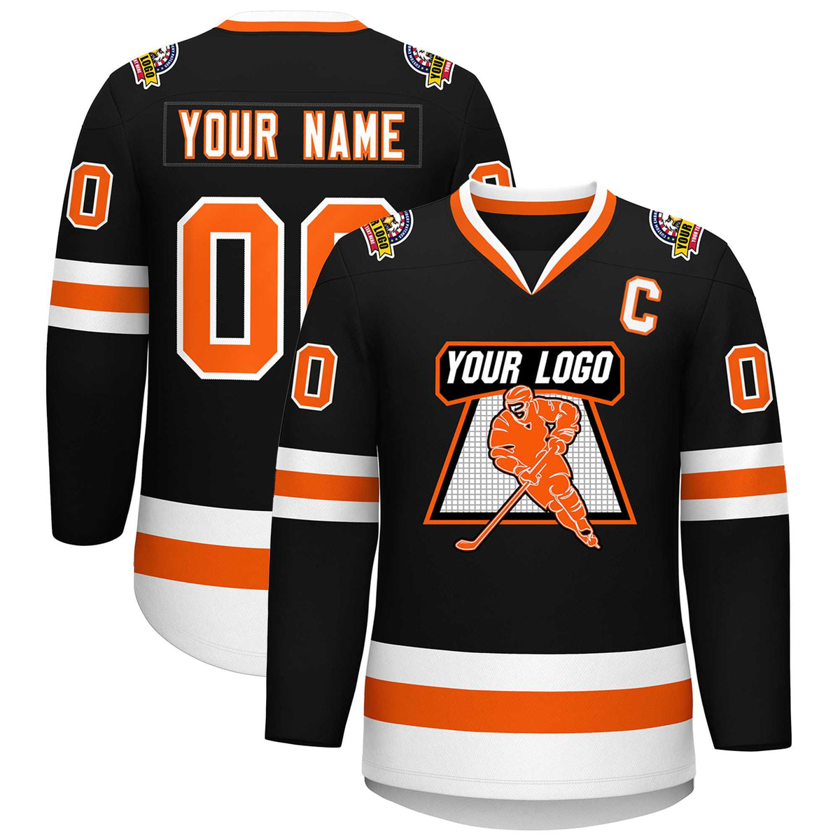 Custom Black Orange-White Classic Style Hockey Jersey | KXKSHOP