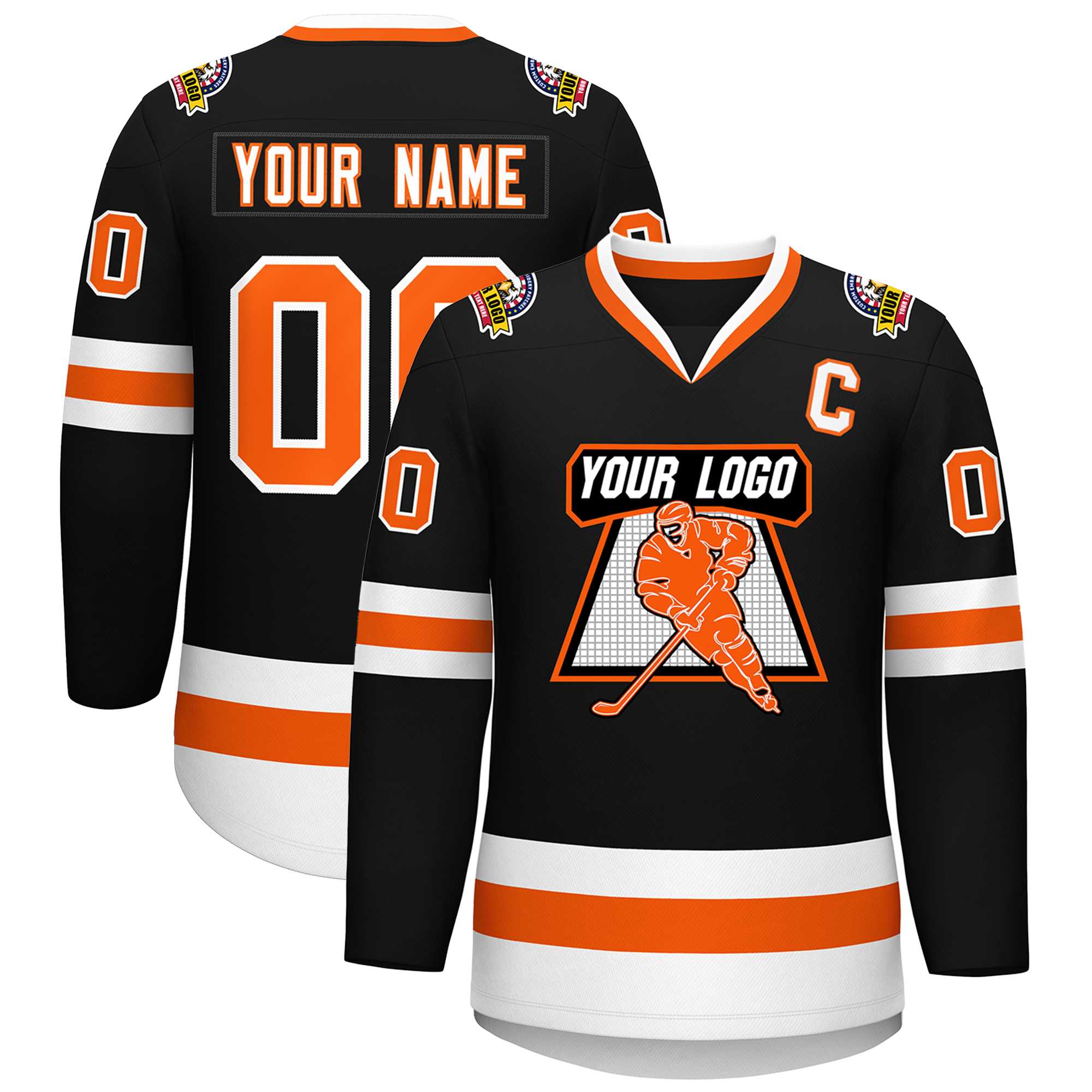 Custom Black Orange-White Classic Style Hockey Jersey | KXKSHOP