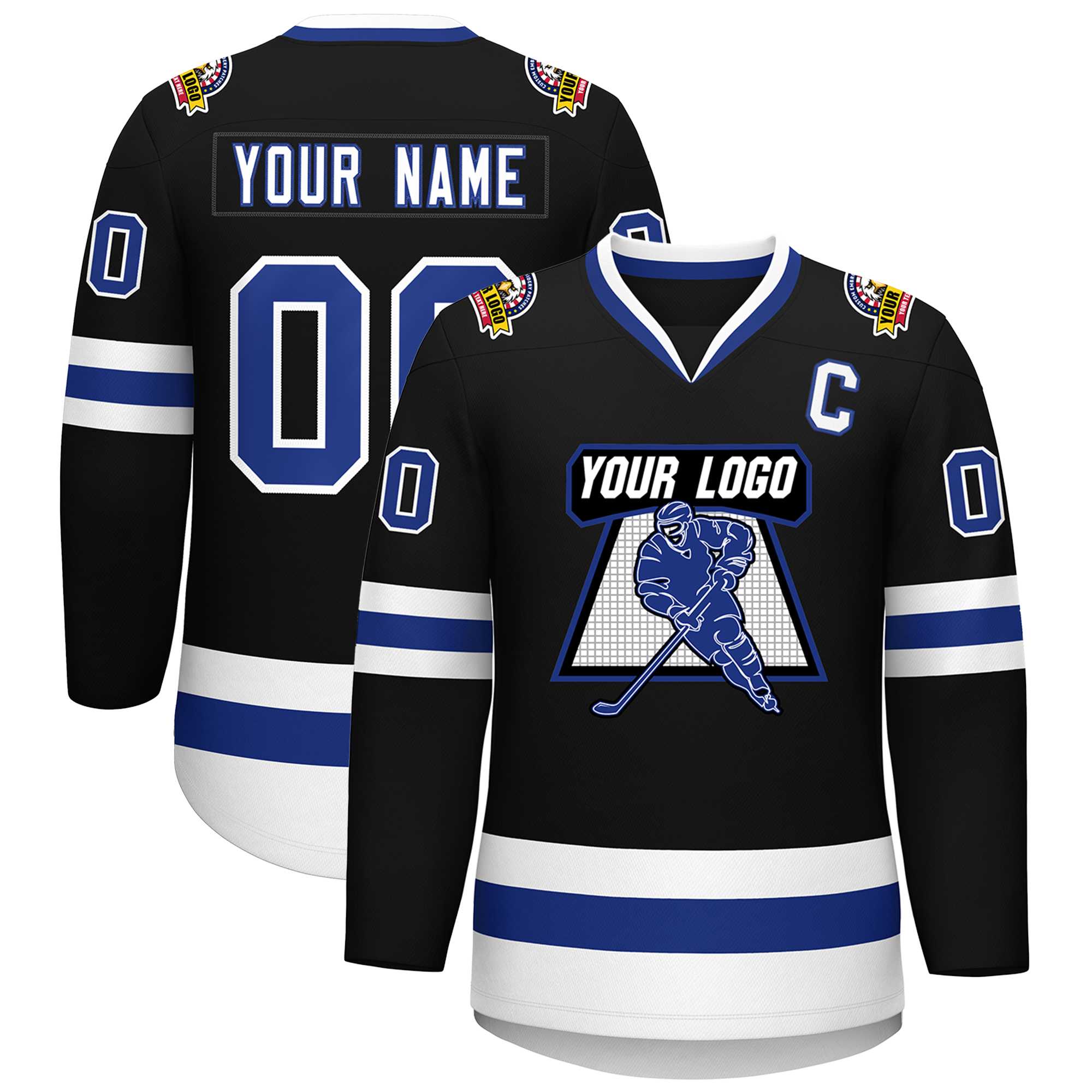 Custom Black Royal-White Classic Style Hockey Jersey | KXKSHOP