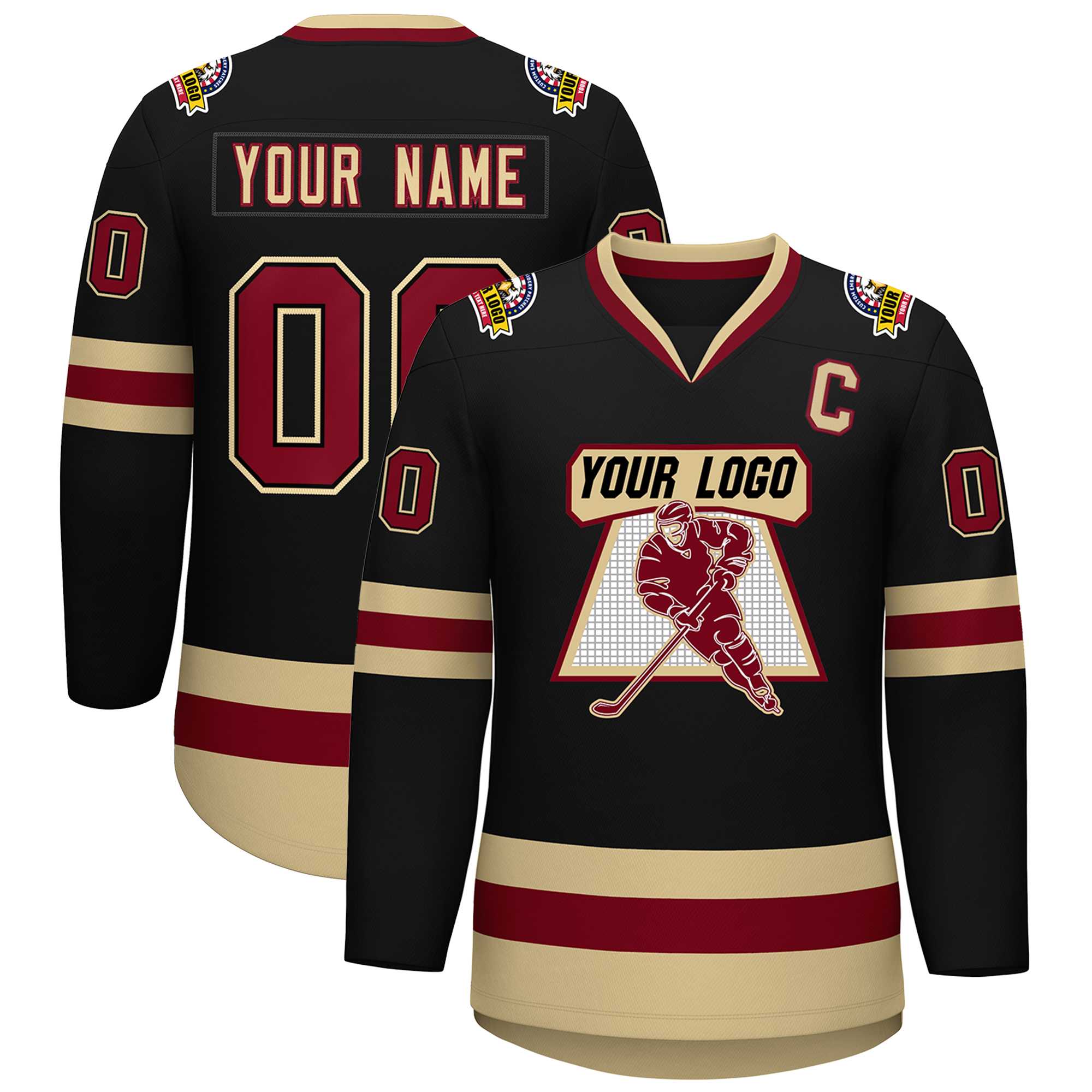 Custom Black Crimson-Black Classic Style Hockey Jersey | KXKSHOP
