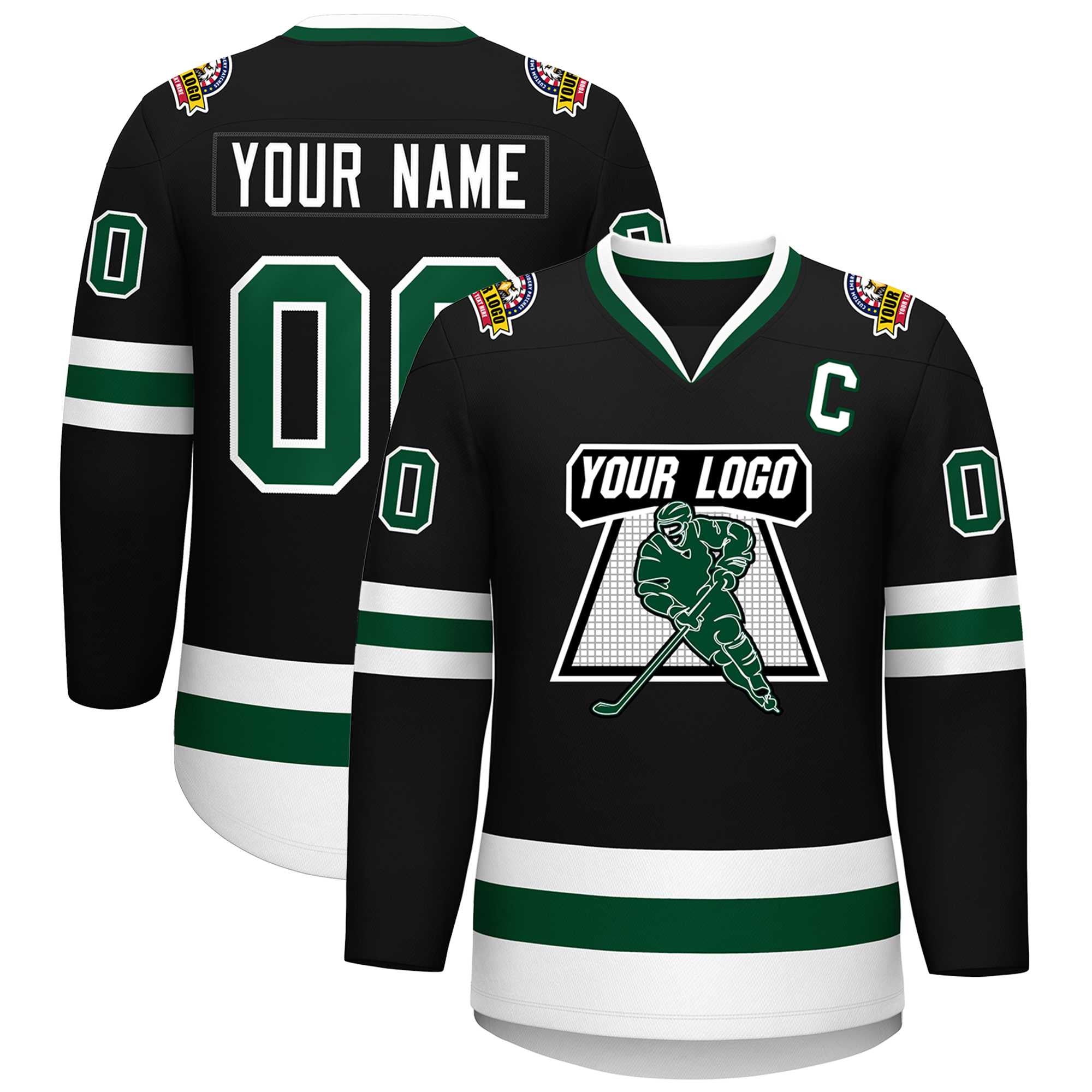 Custom Black Green-White Classic Style Hockey Jersey | KXKSHOP