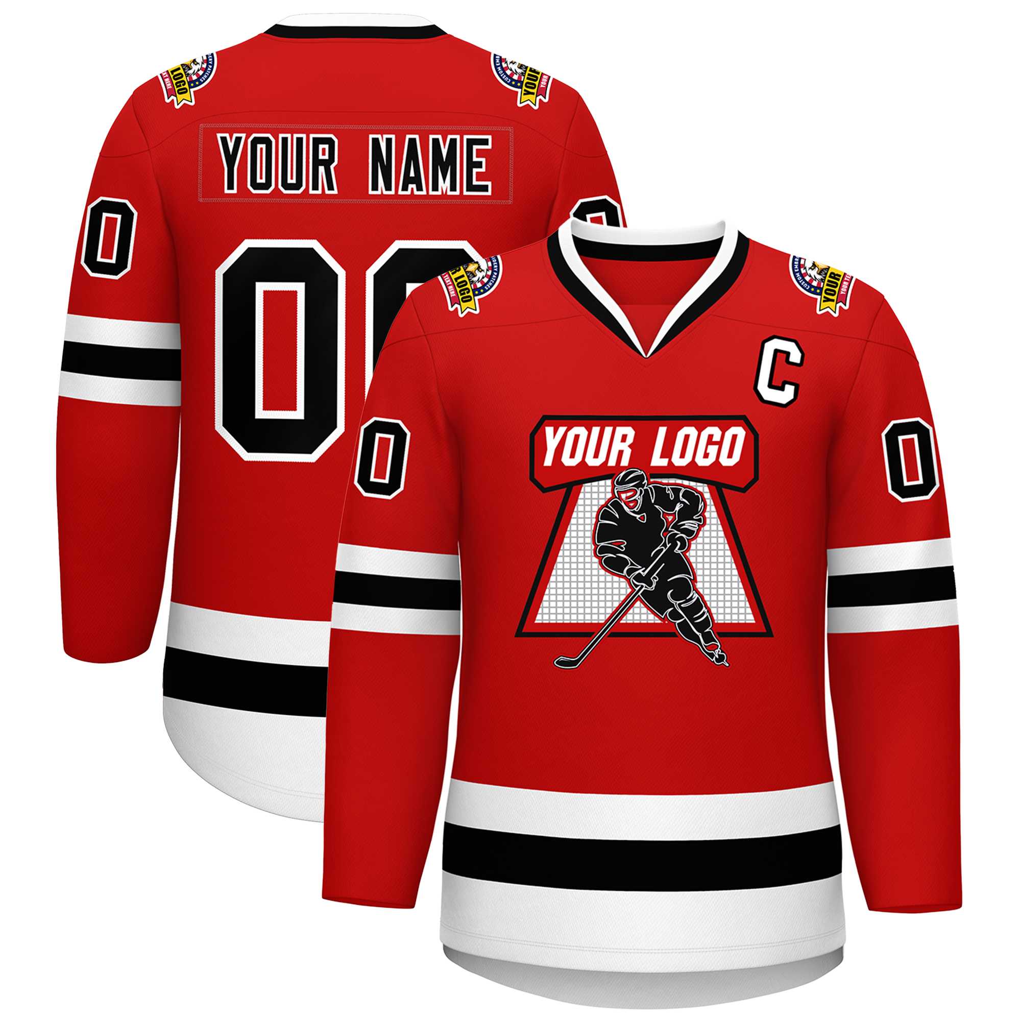 Custom Red Black-White Classic Style Hockey Jersey | KXKSHOP