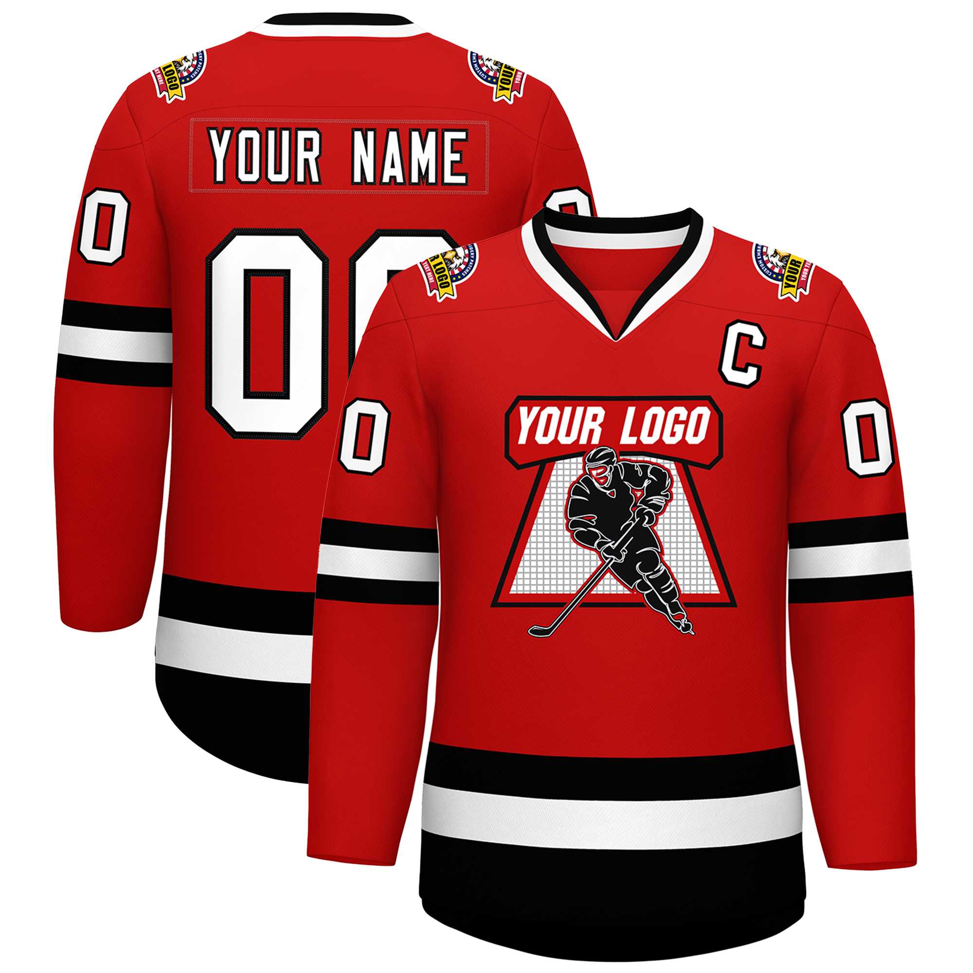 Custom Red White-Black Classic Style Hockey Jersey | KXKSHOP