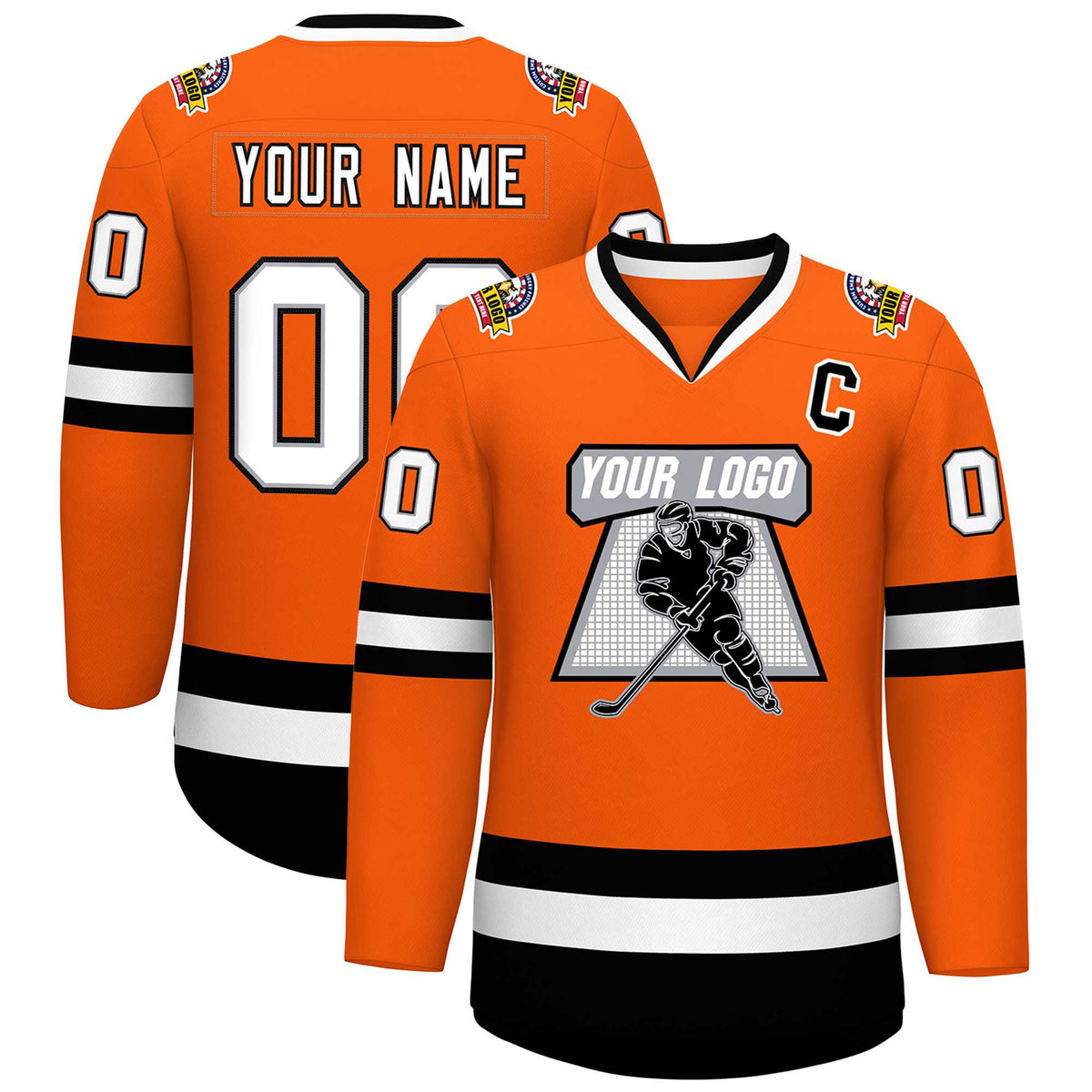 Custom Orange White Gray-Black Classic Style Hockey Jersey | KXKSHOP