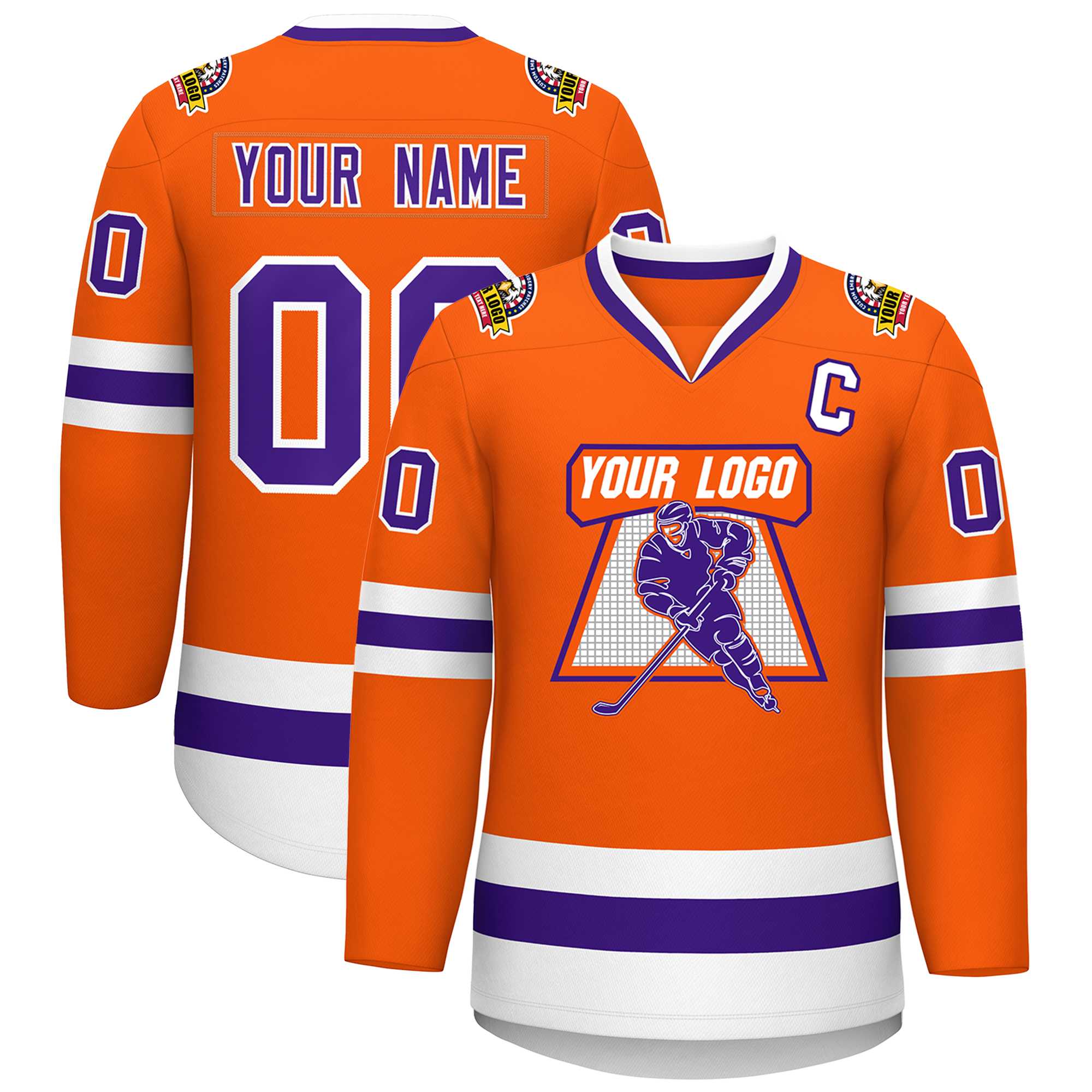Custom Orange Purple-White Classic Style Hockey Jersey | KXKSHOP