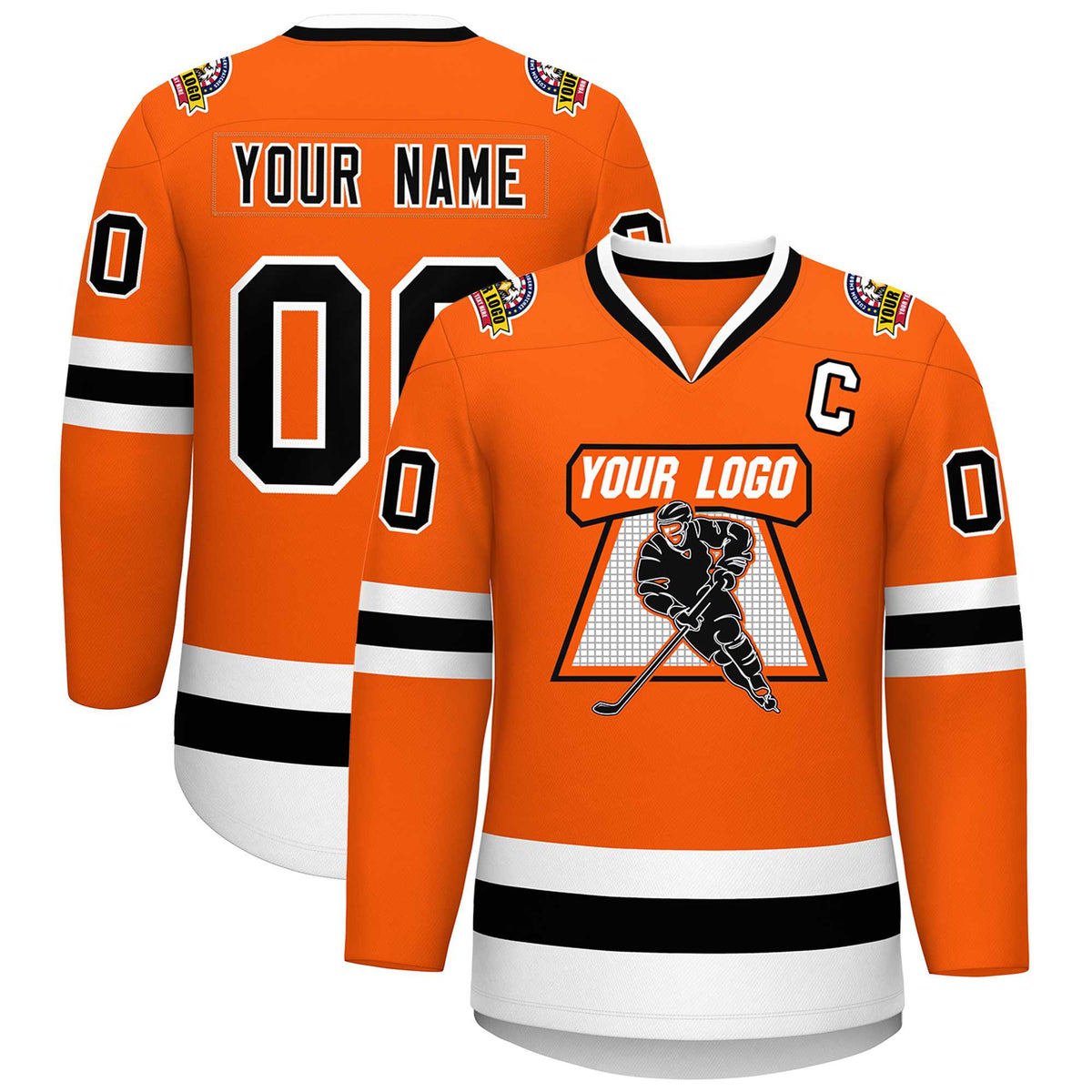 Custom Orange Black-White Classic Style Hockey Jersey | KXKSHOP