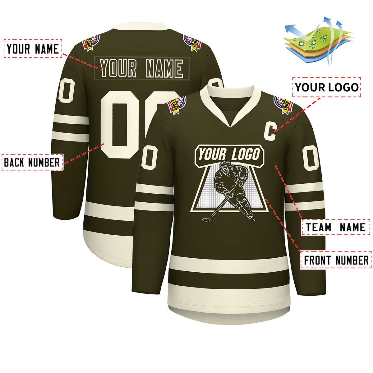 Custom Olive Olive-Khaki Classic Style Hockey Jersey | KXKSHOP