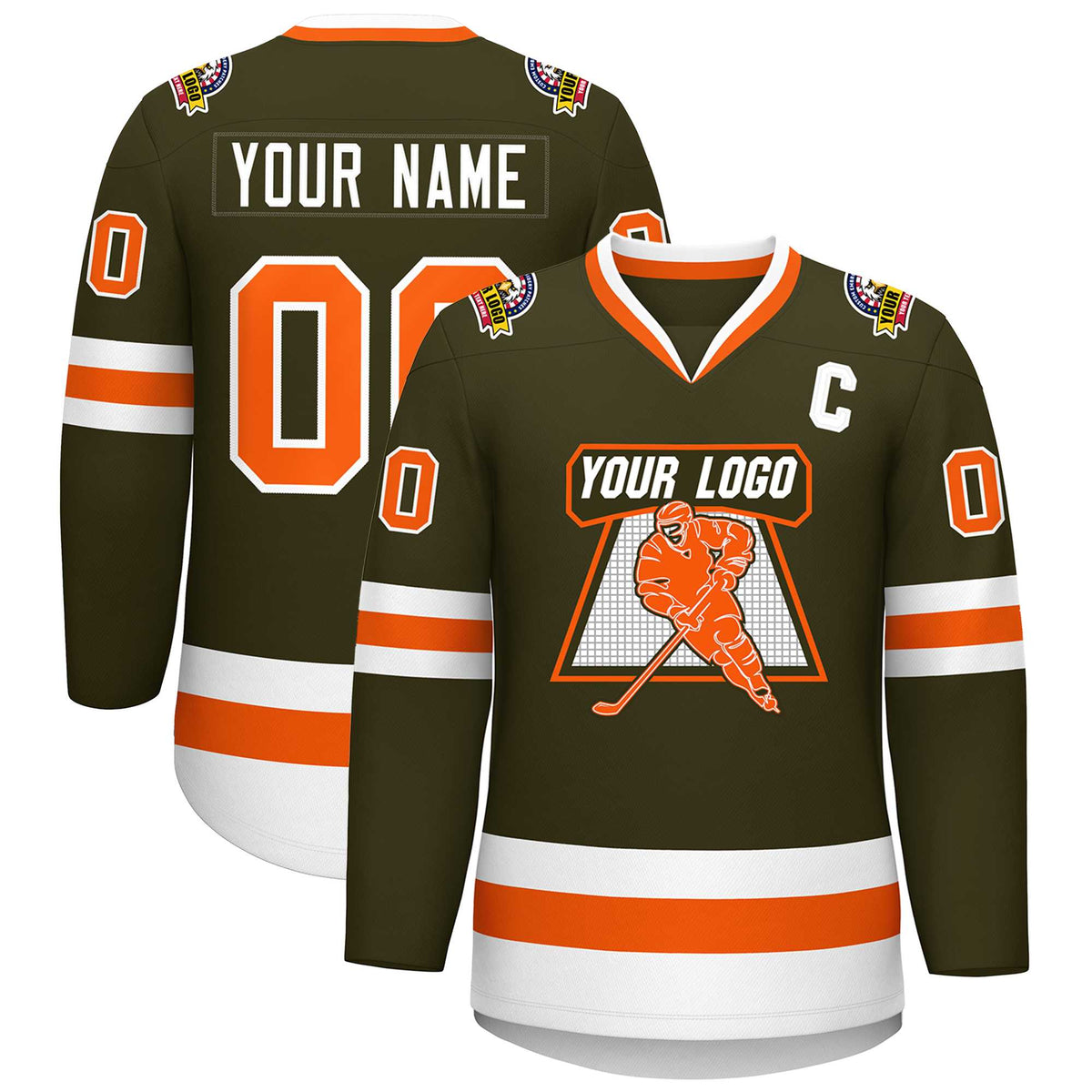 Custom Olive Orange-White Classic Style Hockey Jersey | KXKSHOP