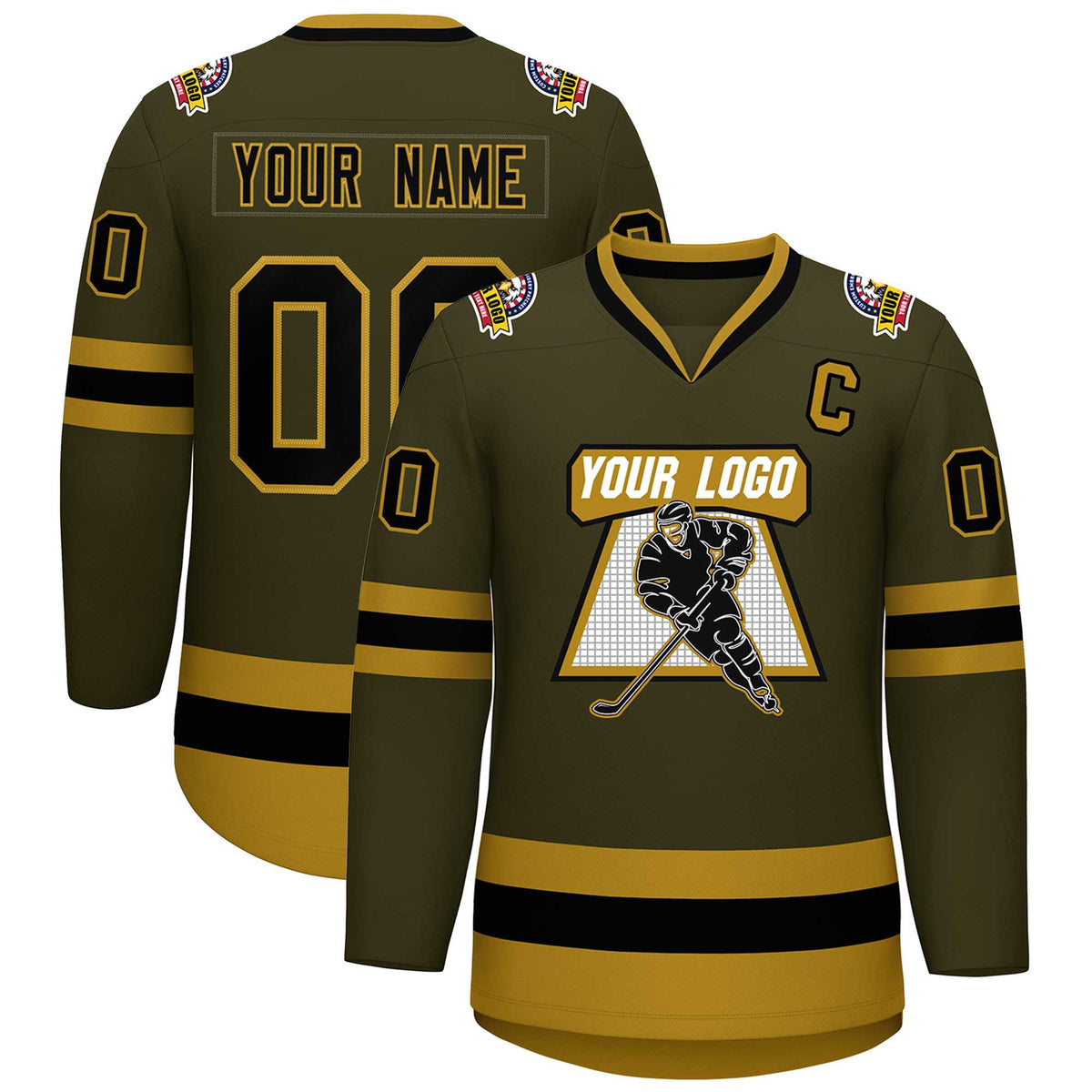 Custom Olive Black-Old Gold Classic Style Hockey Jersey | KXKSHOP