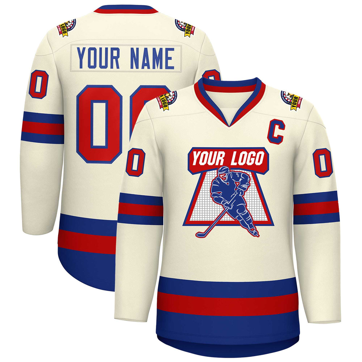 Custom Khaki Red-Royal Classic Style Hockey Jersey | KXKSHOP