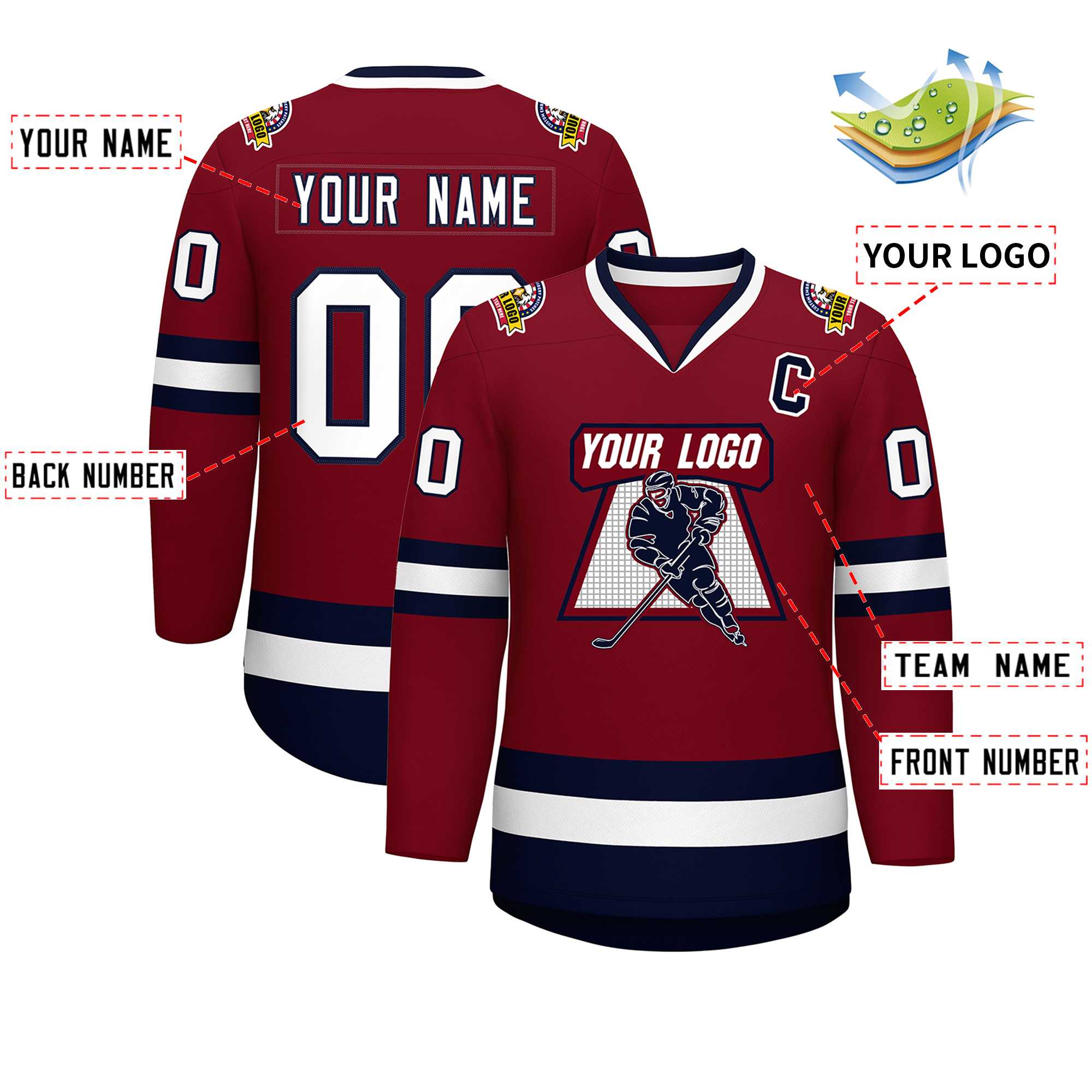 Custom Crimson White-Navy Classic Style Hockey Jersey | KXKSHOP
