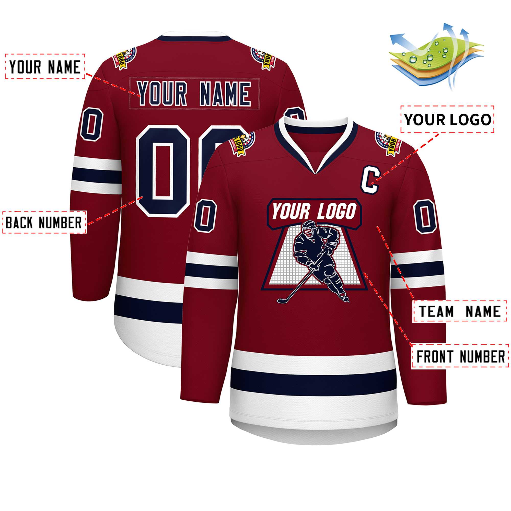 Custom Crimson Navy-White Classic Style Hockey Jersey | KXKSHOP