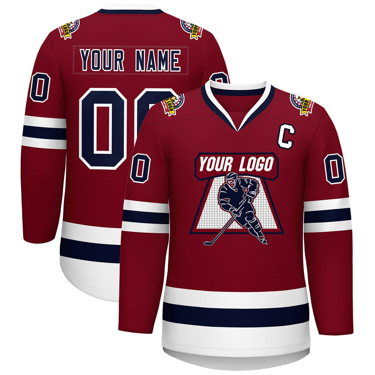Custom Crimson Navy-White Classic Style Hockey Jersey | KXKSHOP