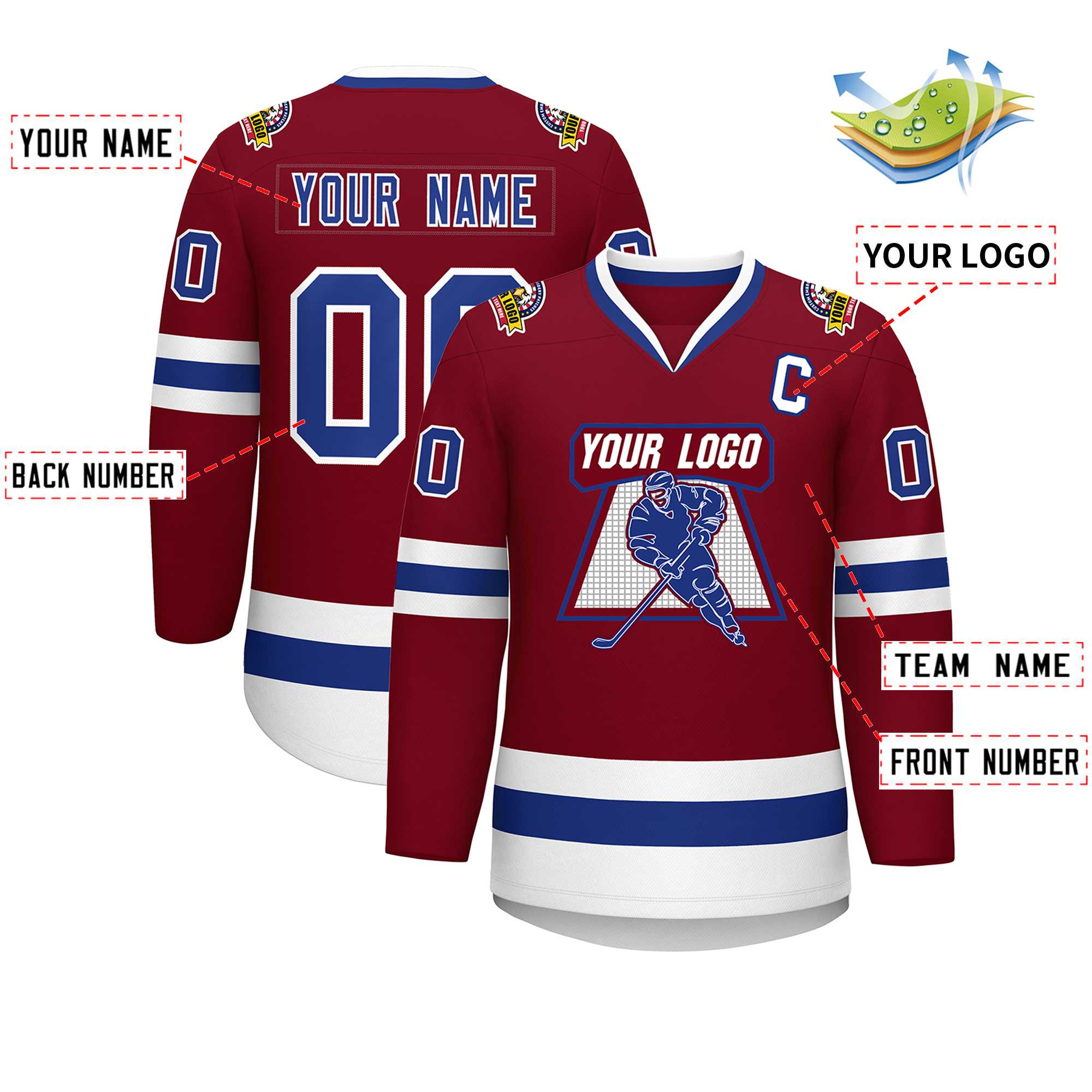 Custom Crimson Royal-White Classic Style Hockey Jersey | KXKSHOP