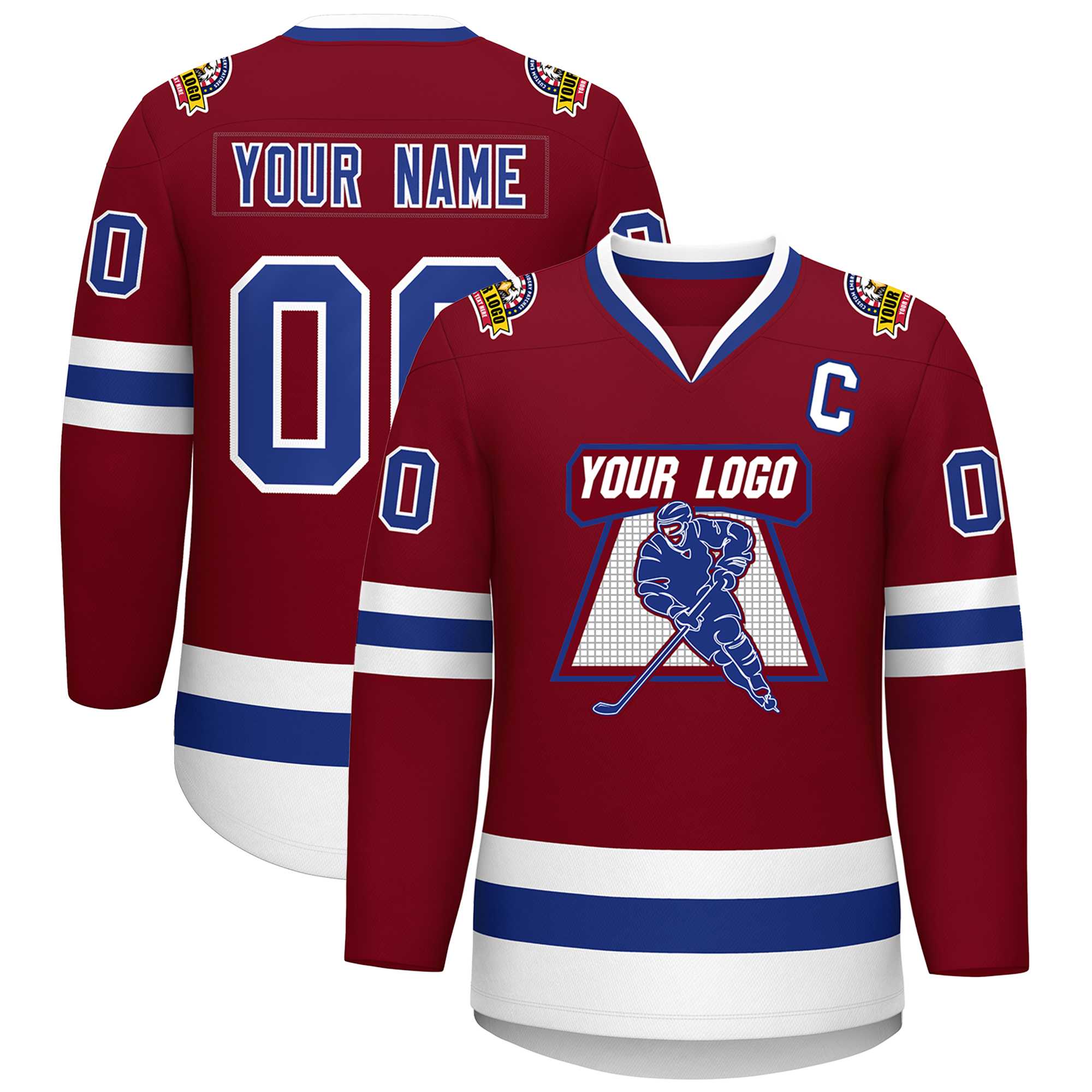 Custom Crimson Royal-White Classic Style Hockey Jersey | KXKSHOP