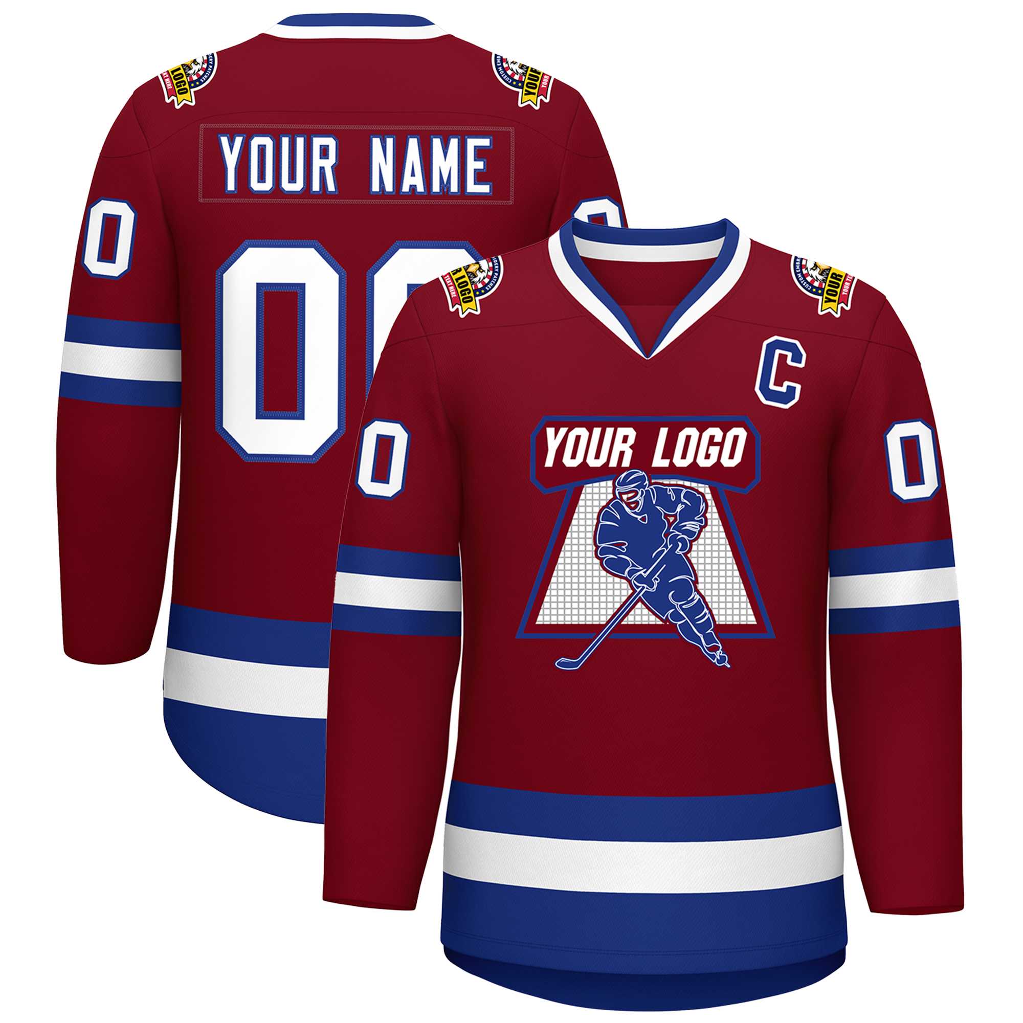 Custom Crimson White-Royal Classic Style Hockey Jersey | KXKSHOP