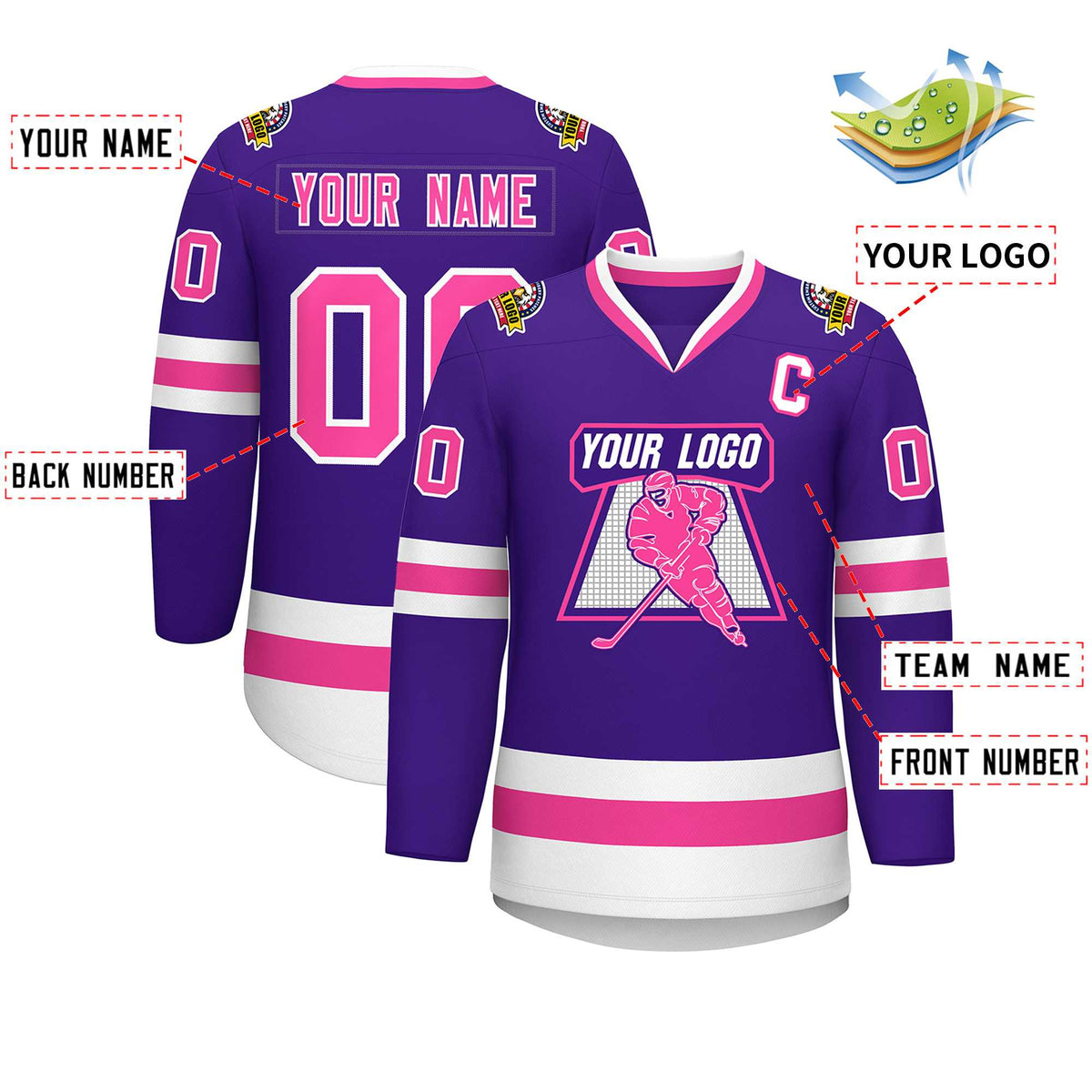 Custom Purple Pink-White Classic Style Hockey Jersey | KXKSHOP