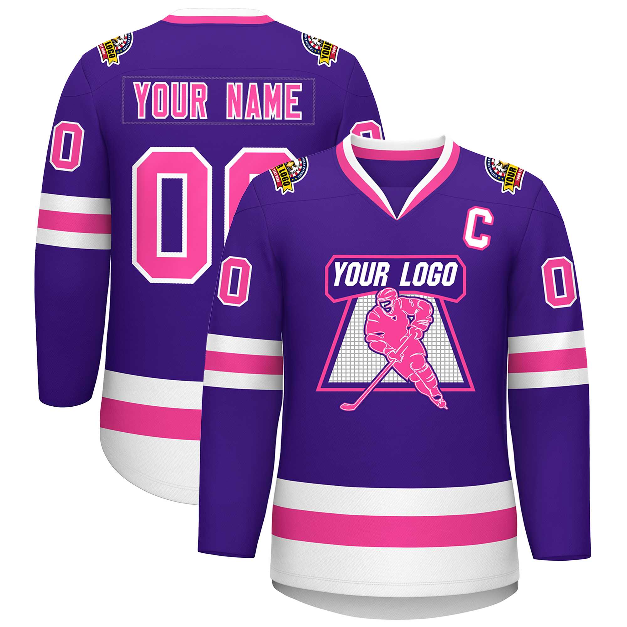 Custom Purple Pink-White Classic Style Hockey Jersey | KXKSHOP